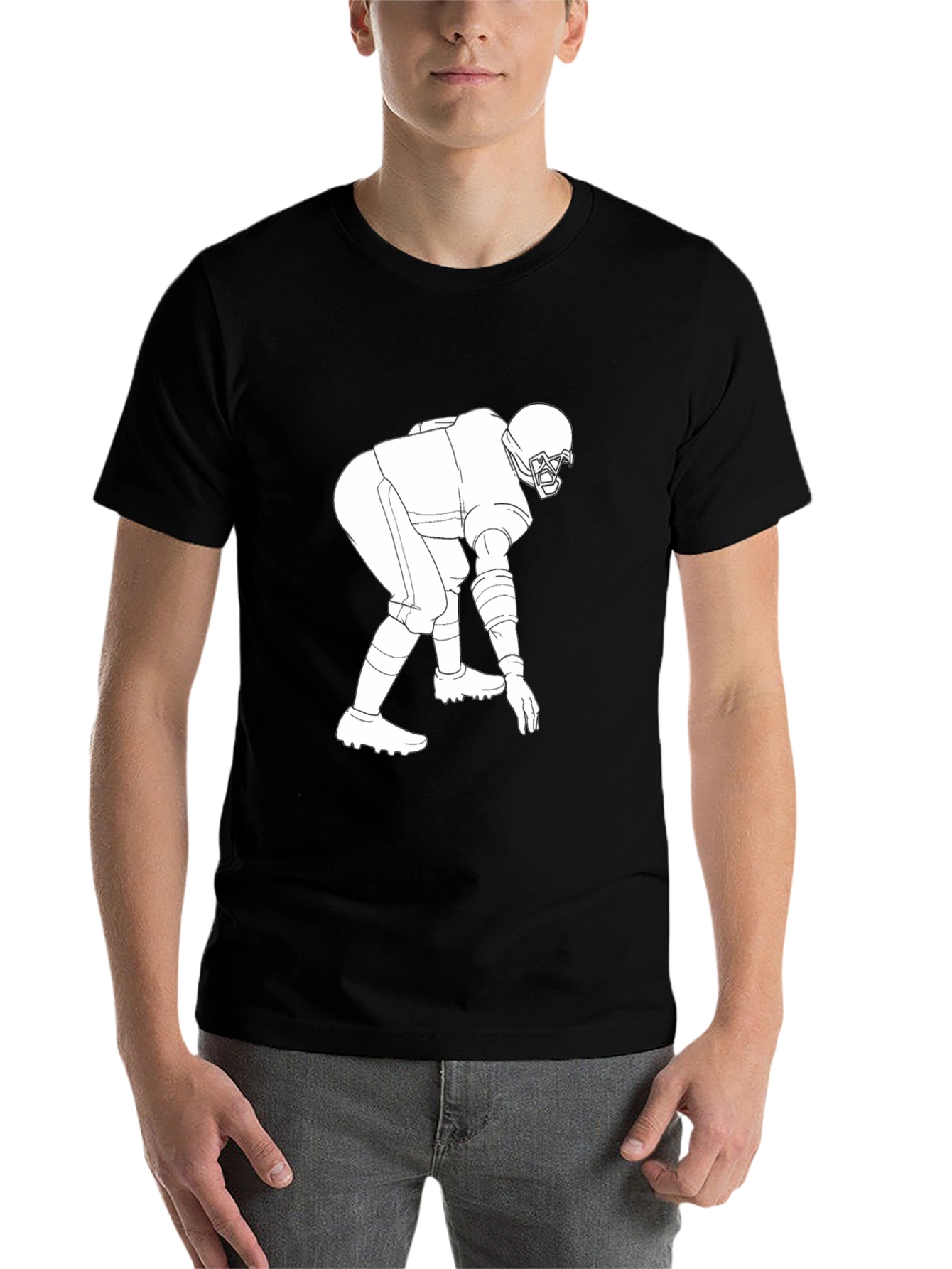 Black Football Player Graphic Tee - Black view 7