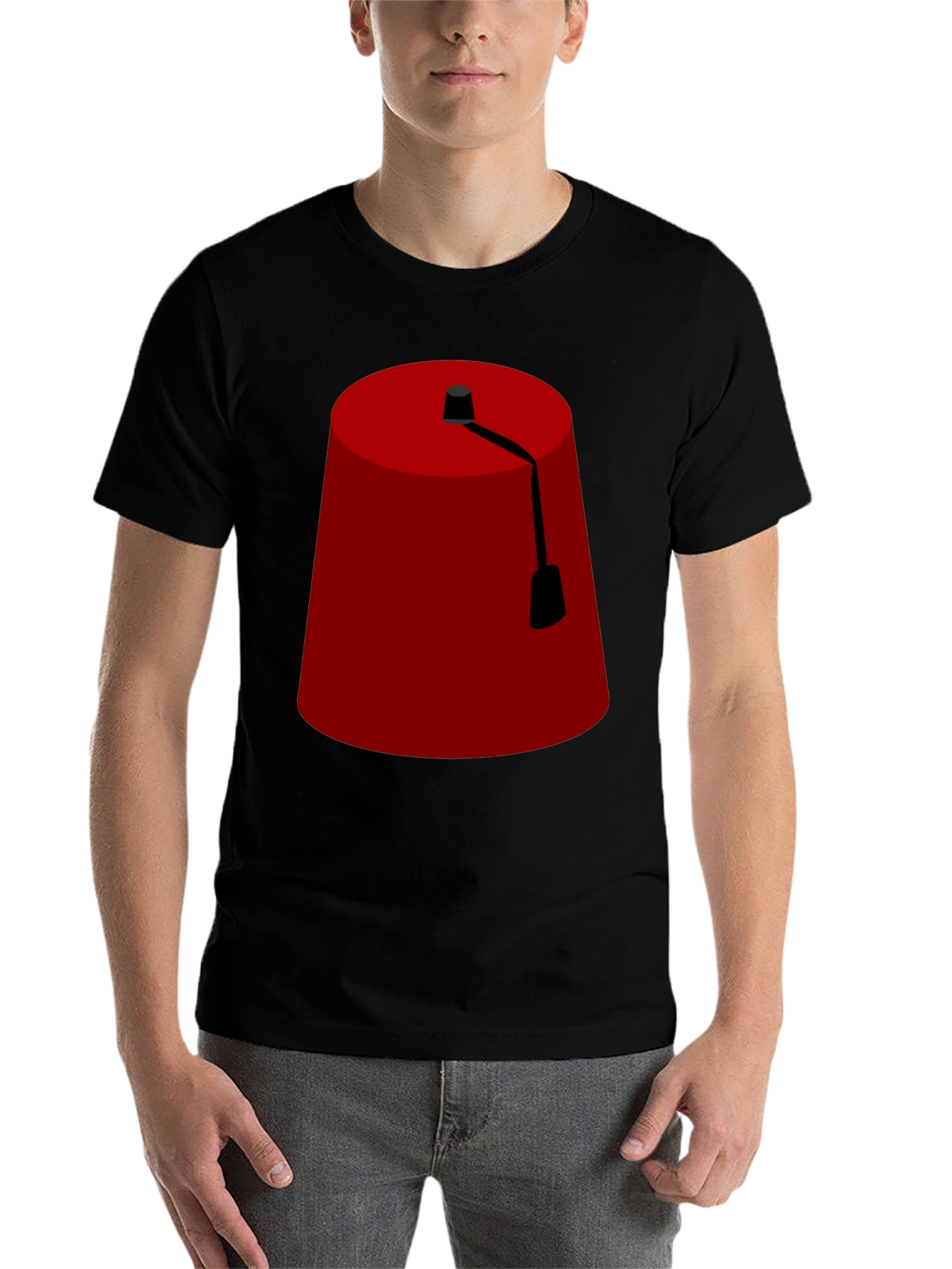 Black Fun Fez T-Shirt - Novelty Hat Graphic Tee view 7