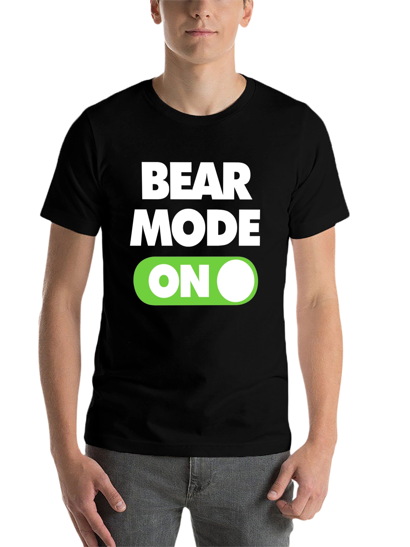 Black Bear Mode On Graphic Tee - Black Cotton T-Shirt view 7