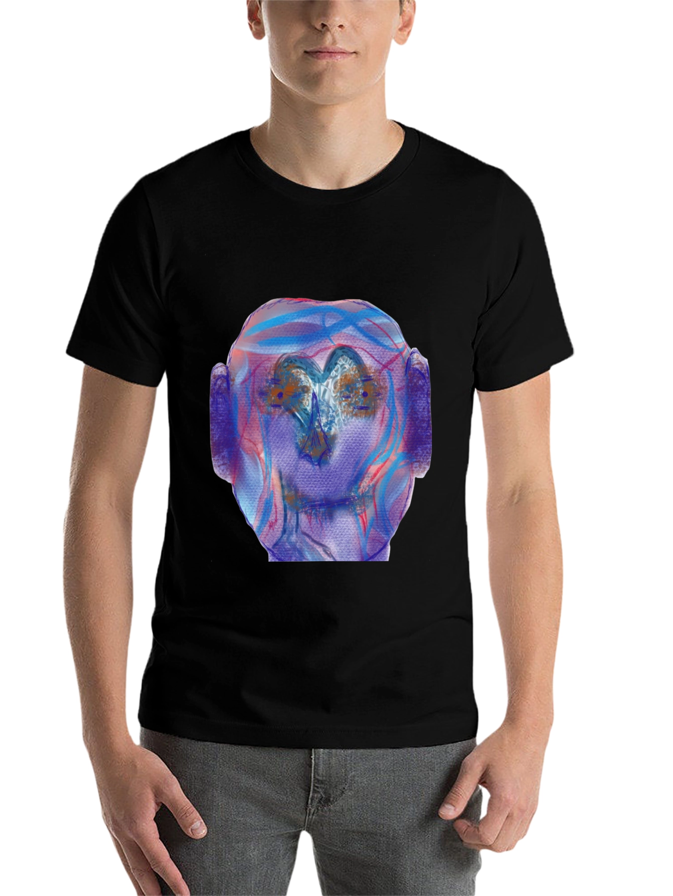 Black Abstract Art Tee - Unique Graphic Print Shirt view 7