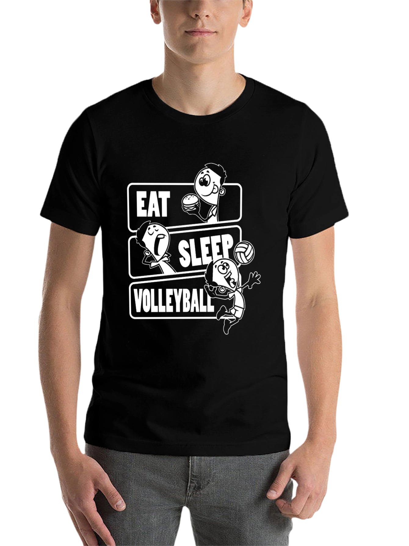 Black Eat Sleep Volleyball Black Graphic Tee view 7