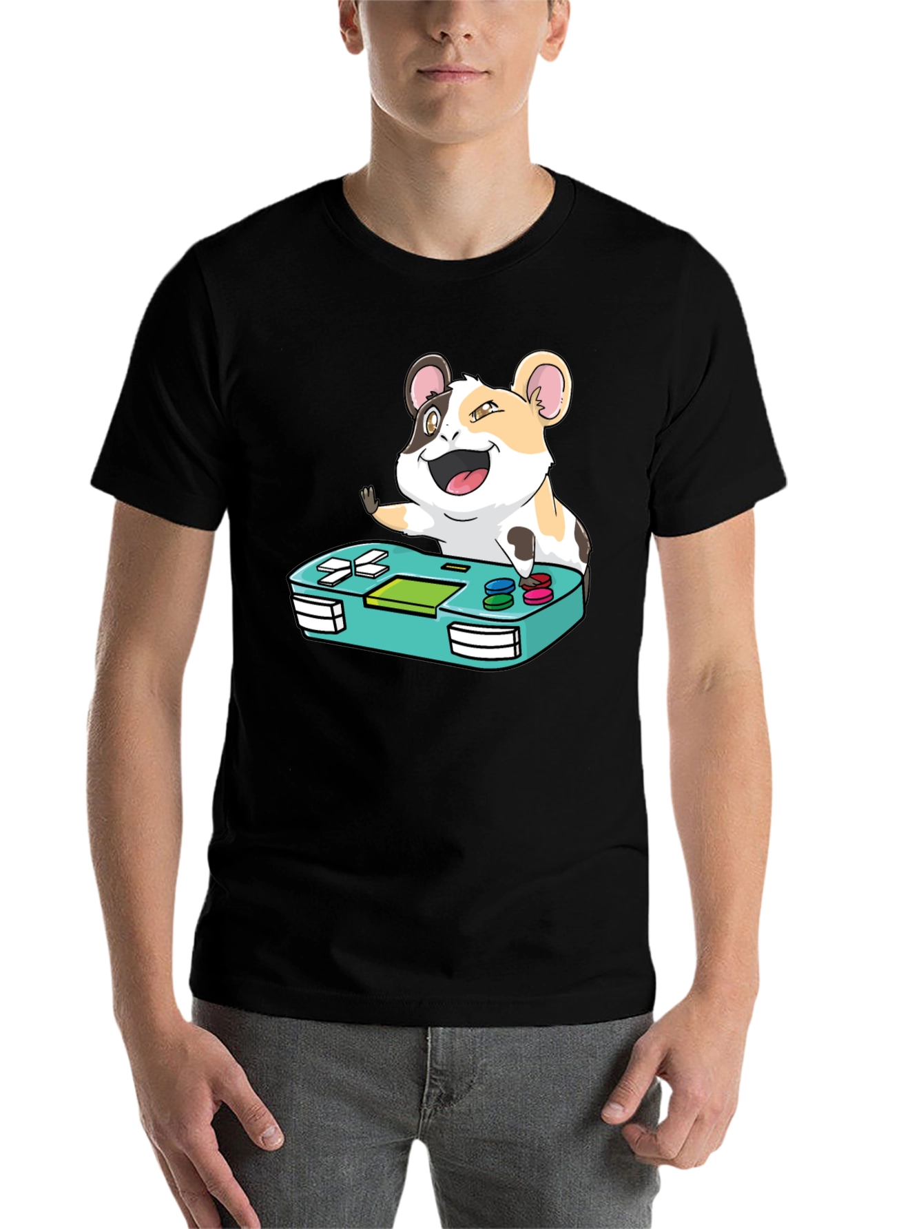 Black Hamster Gamer T-Shirt - Cute Gaming Tee view 7