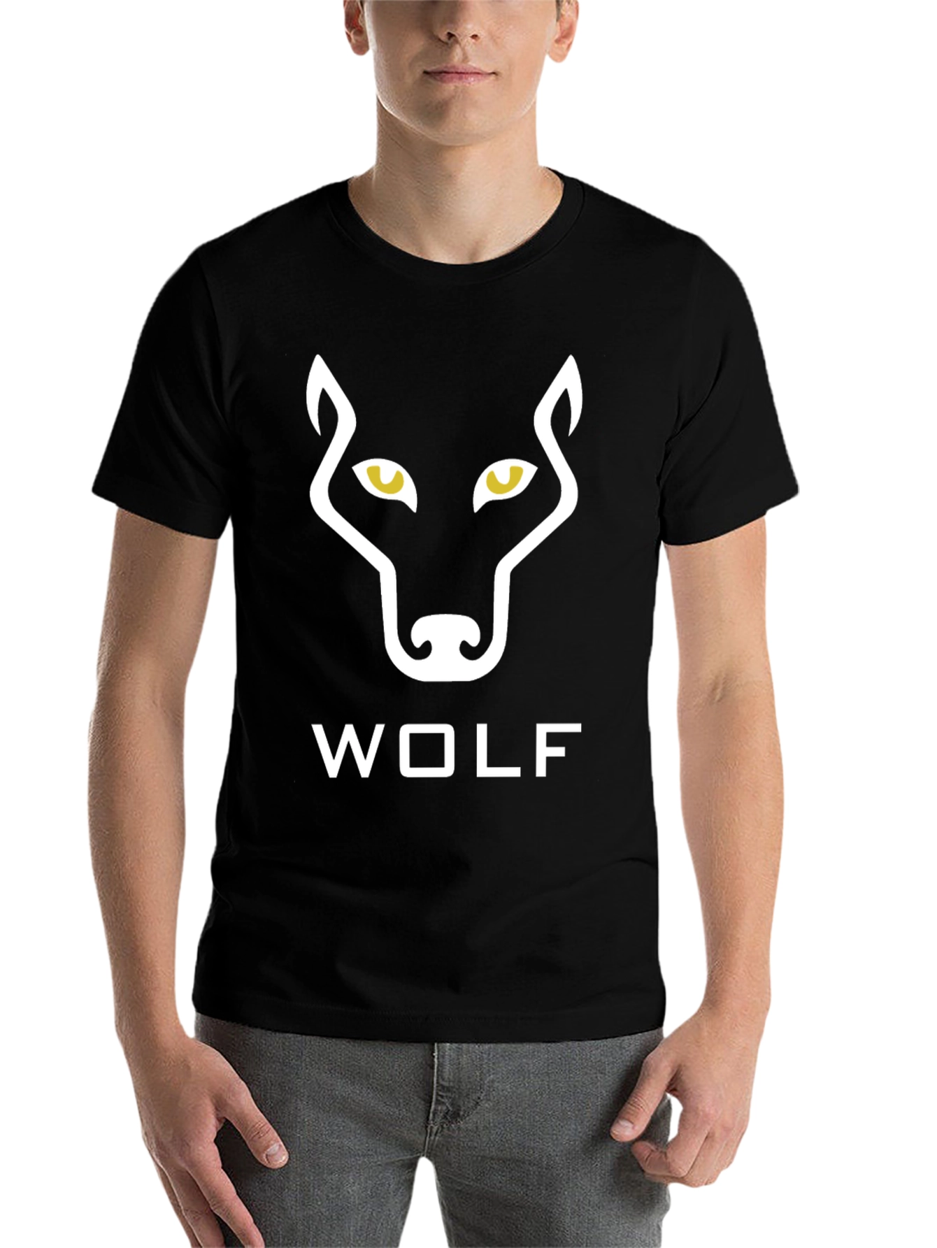 Black Wolf Graphic Print Black T-Shirt view 7