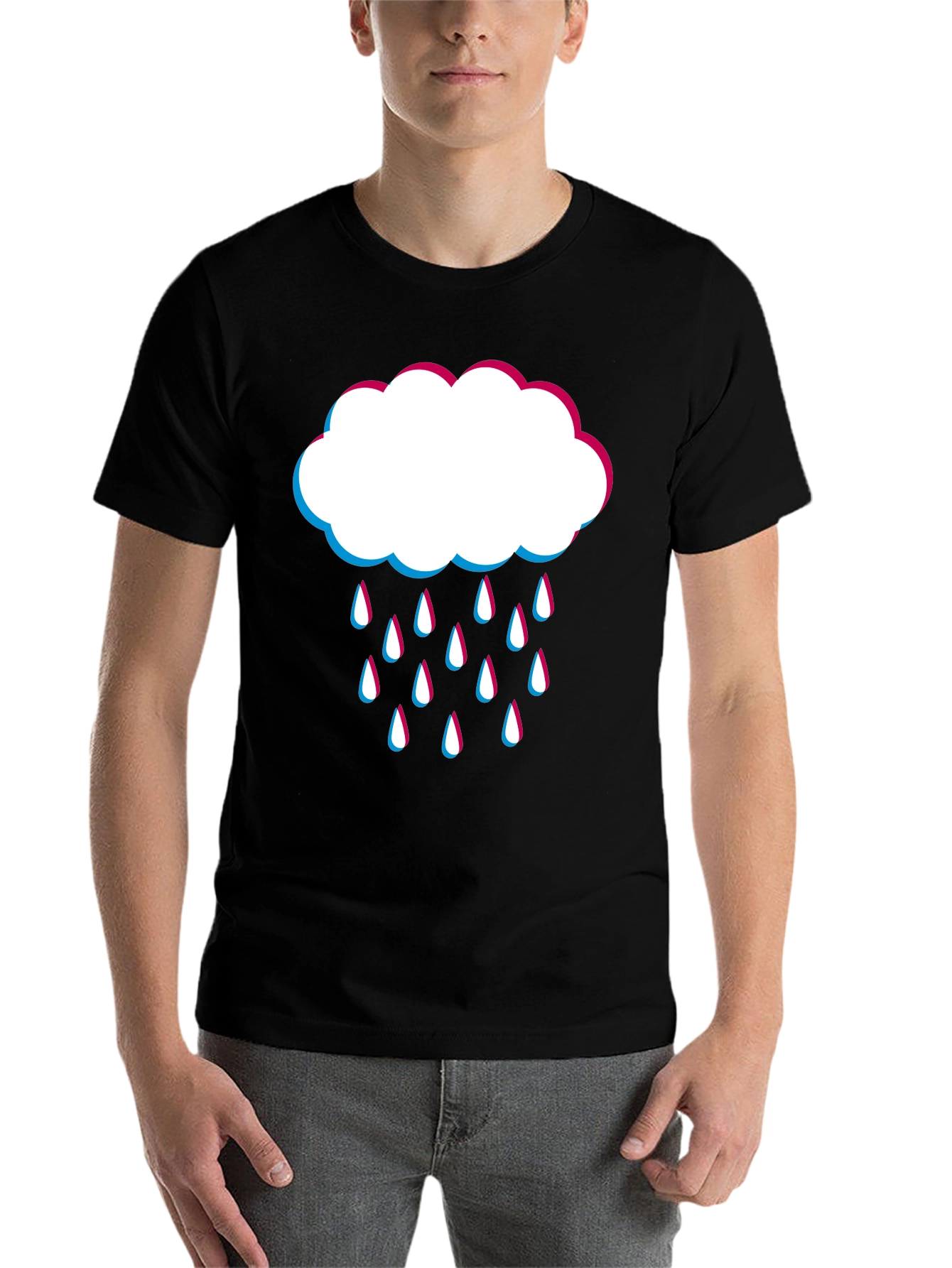 Black Rain Cloud Graphic Tee - Black Cotton Blend view 7