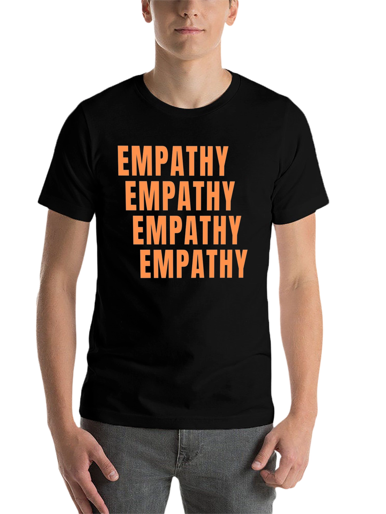 Black Empathy Graphic Tee - Unisex Black Cotton T-Shirt view 7