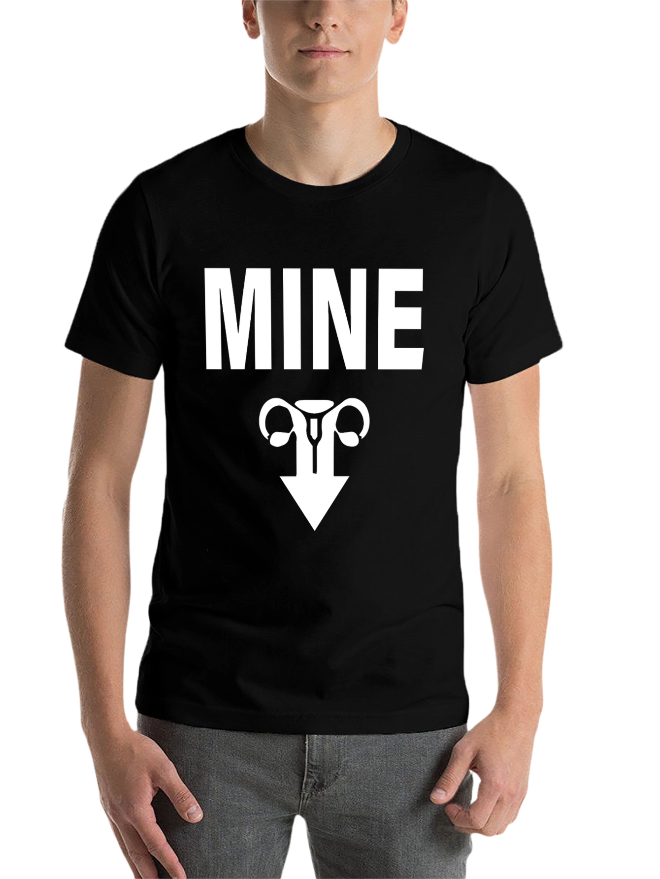 Black MINE Uterus Funny Graphic Tee - Black view 7