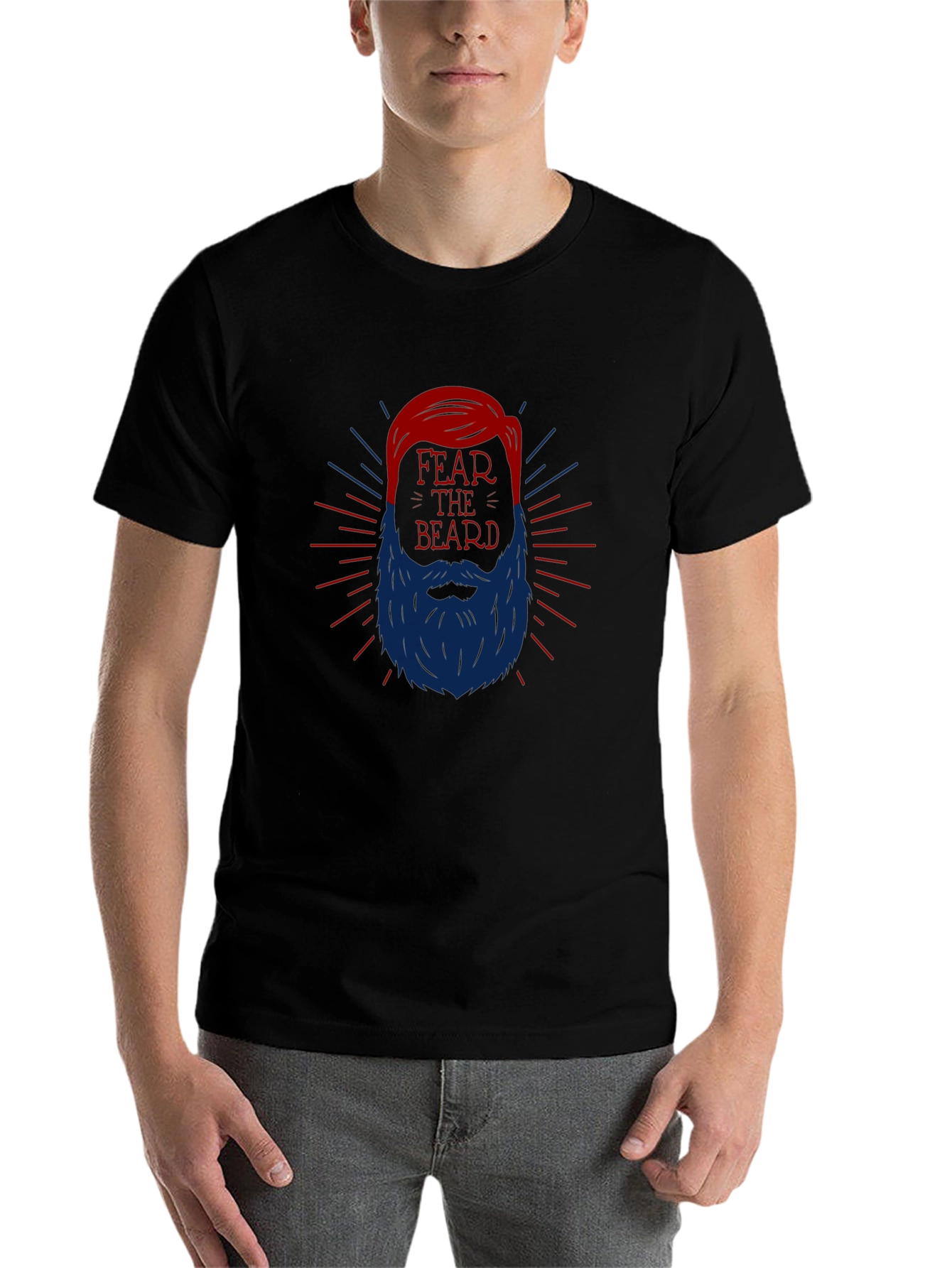 Black Fear the Beard Graphic Tee - Black view 7