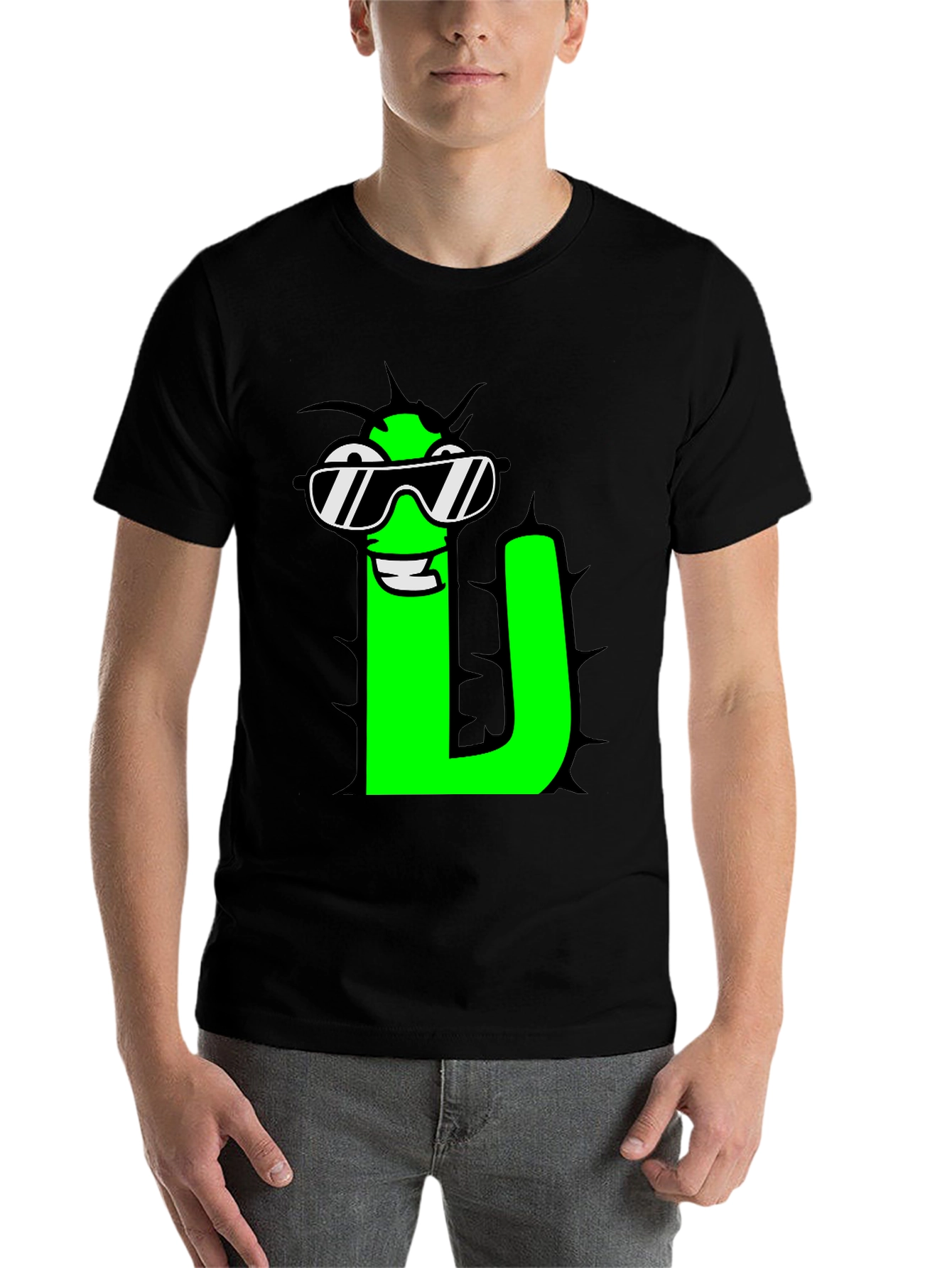 Black Cool Letter "U" Graphic T-Shirt view 7