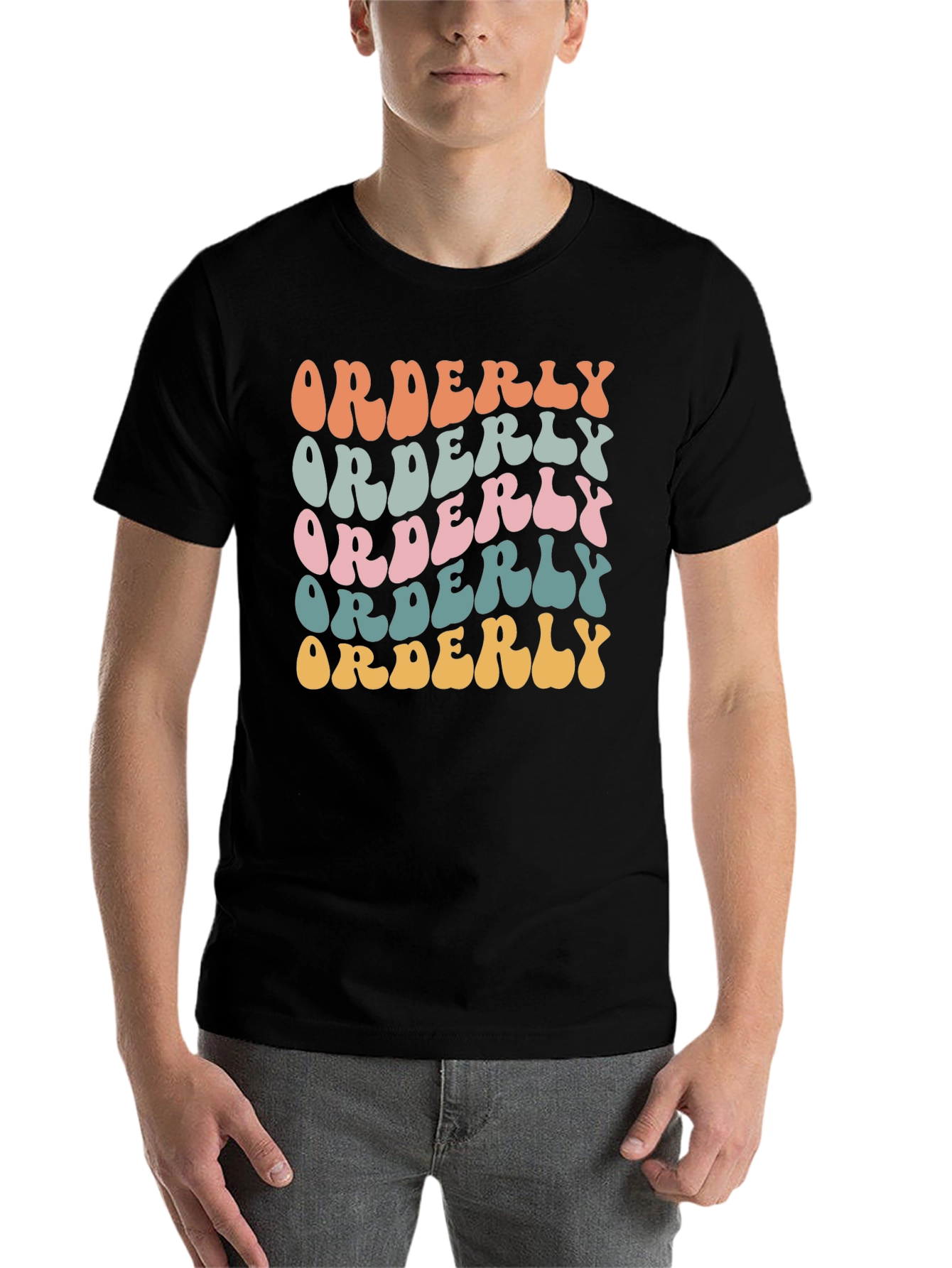 Black Orderly Retro Style Graphic Tee - Black view 7
