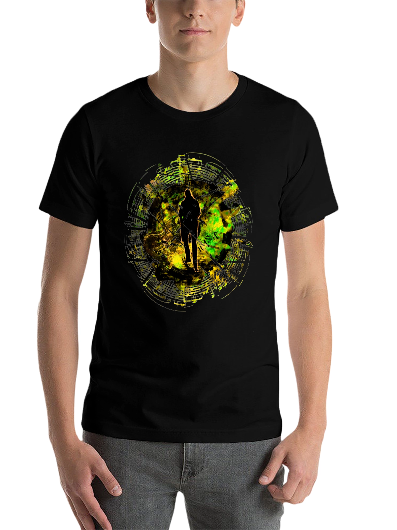 Black Abstract Silhouette Graphic T-Shirt view 7