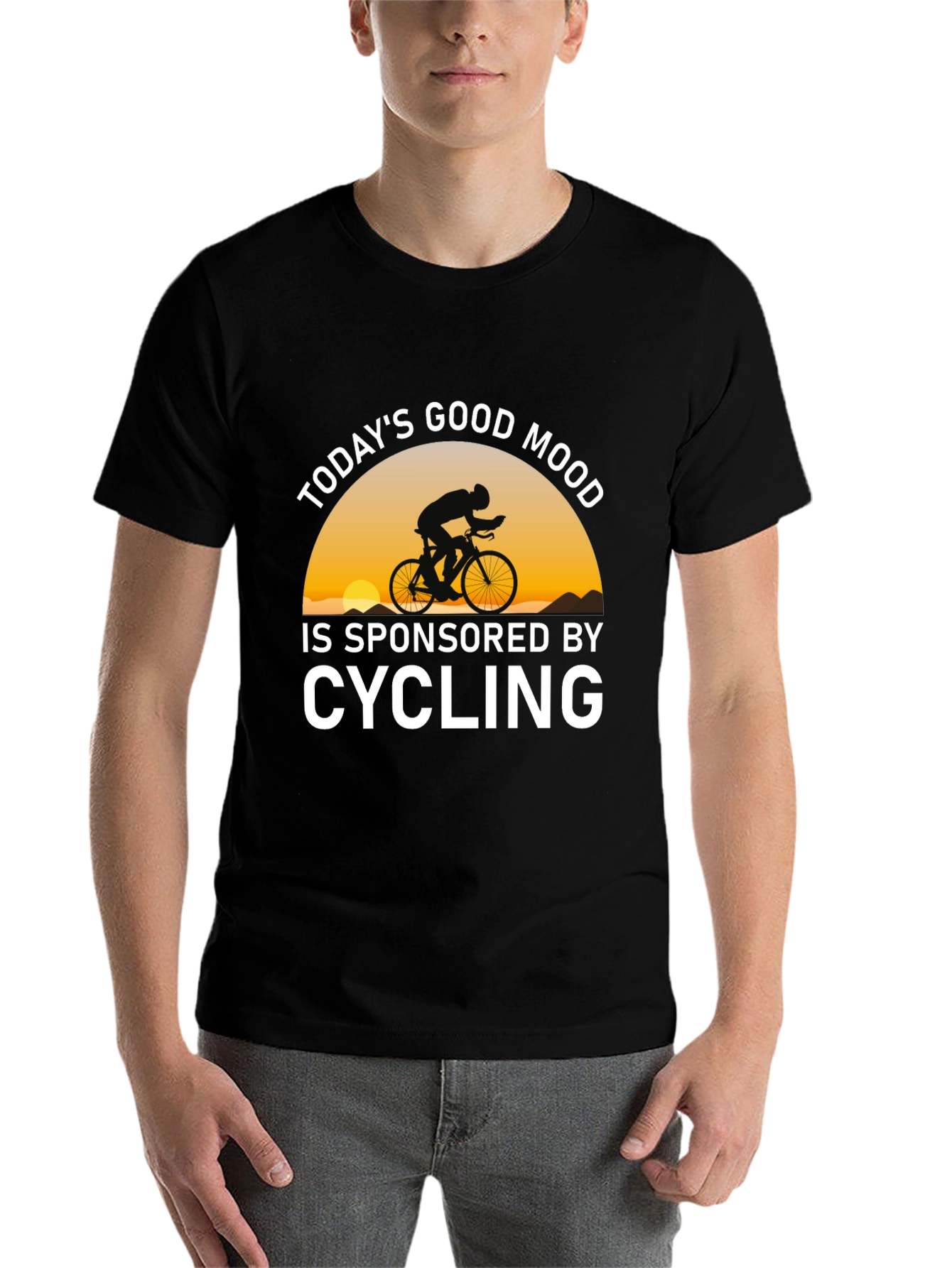 Black Cycling Sponsored Good Mood T-Shirt view 7
