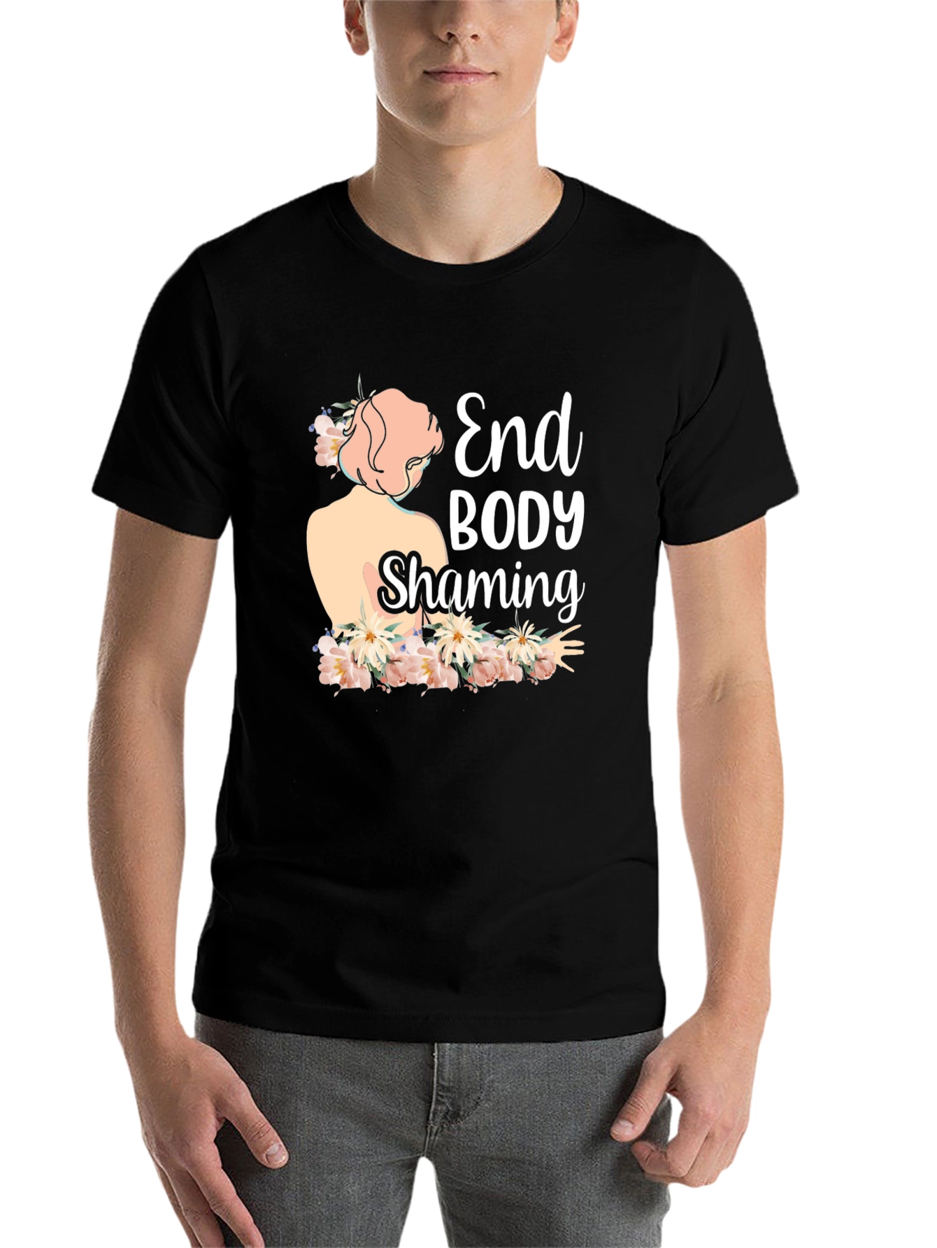 Black End Body Shaming Graphic Tee - Empowering Black T-Shirt view 7