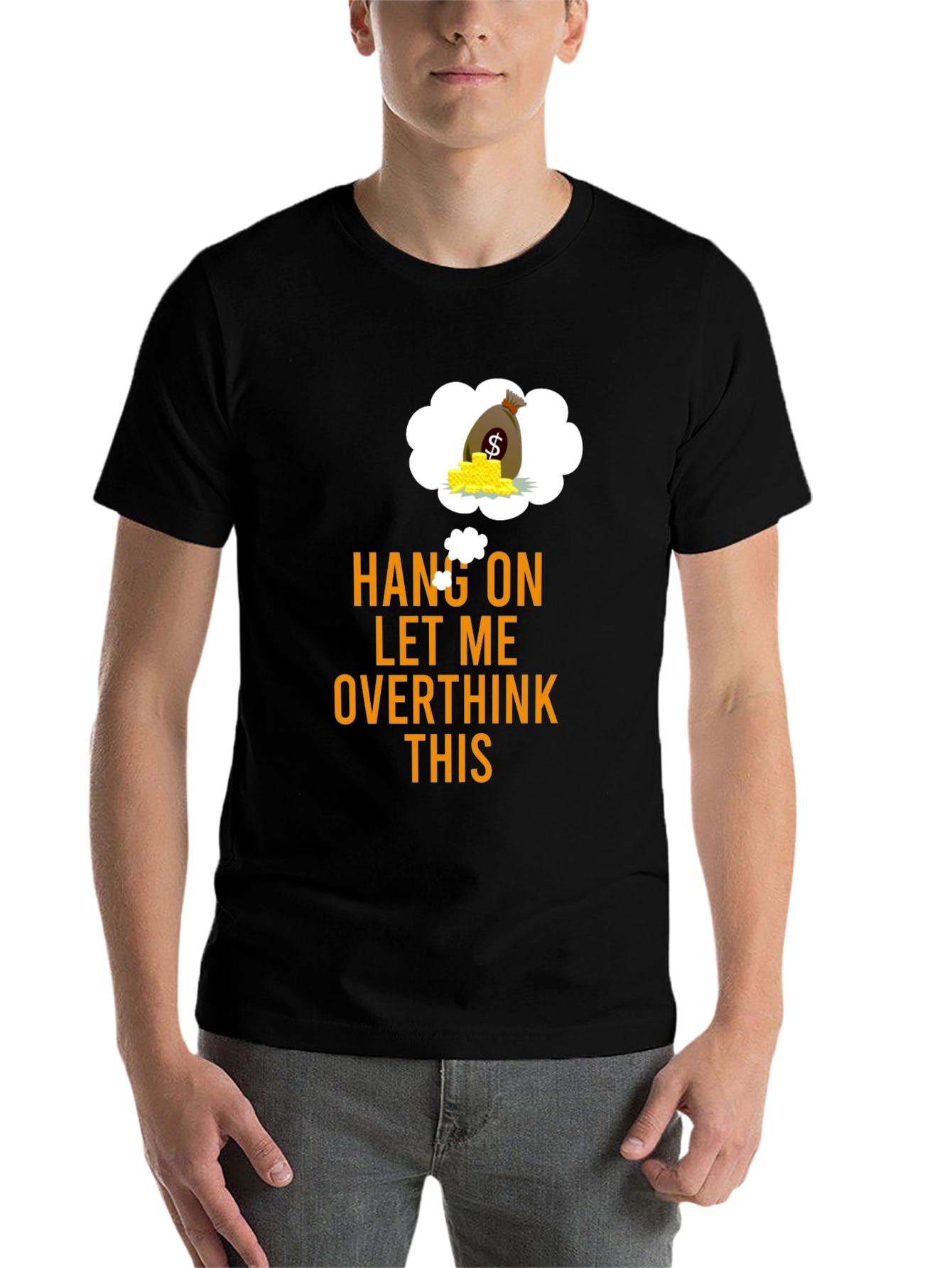 Black Hang On Overthink Funny Graphic Tee view 7