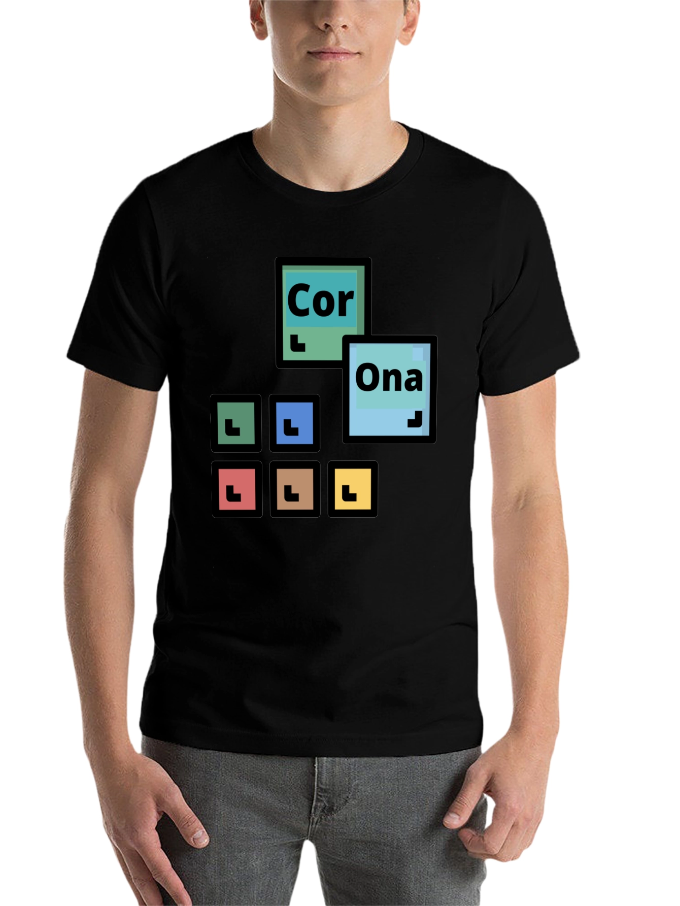 Black Periodic Table Corona T-Shirt - Black Cotton Tee view 7
