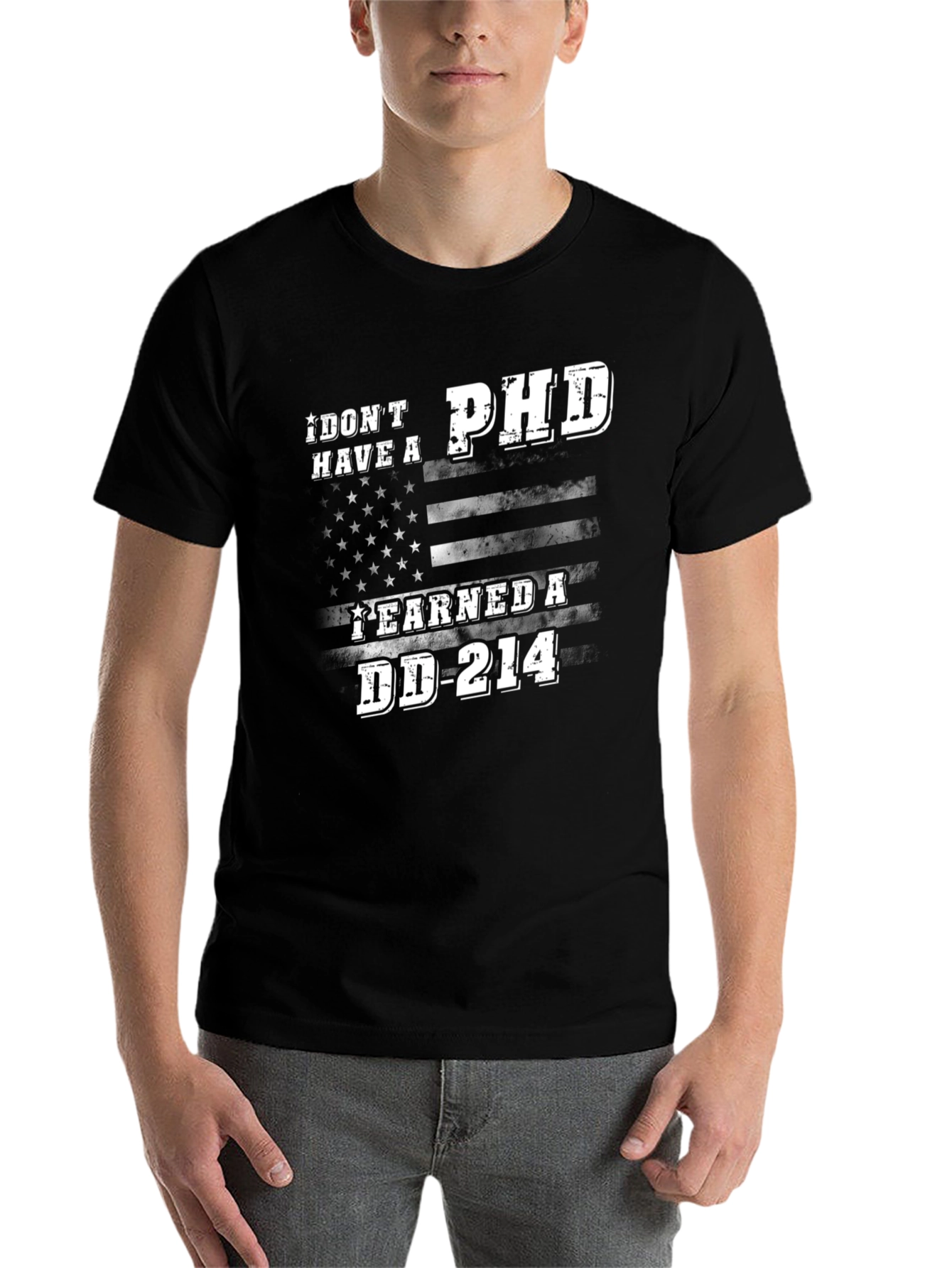 Black I Don't Have a PhD, I Earned a DD-214 T-Shirt view 7