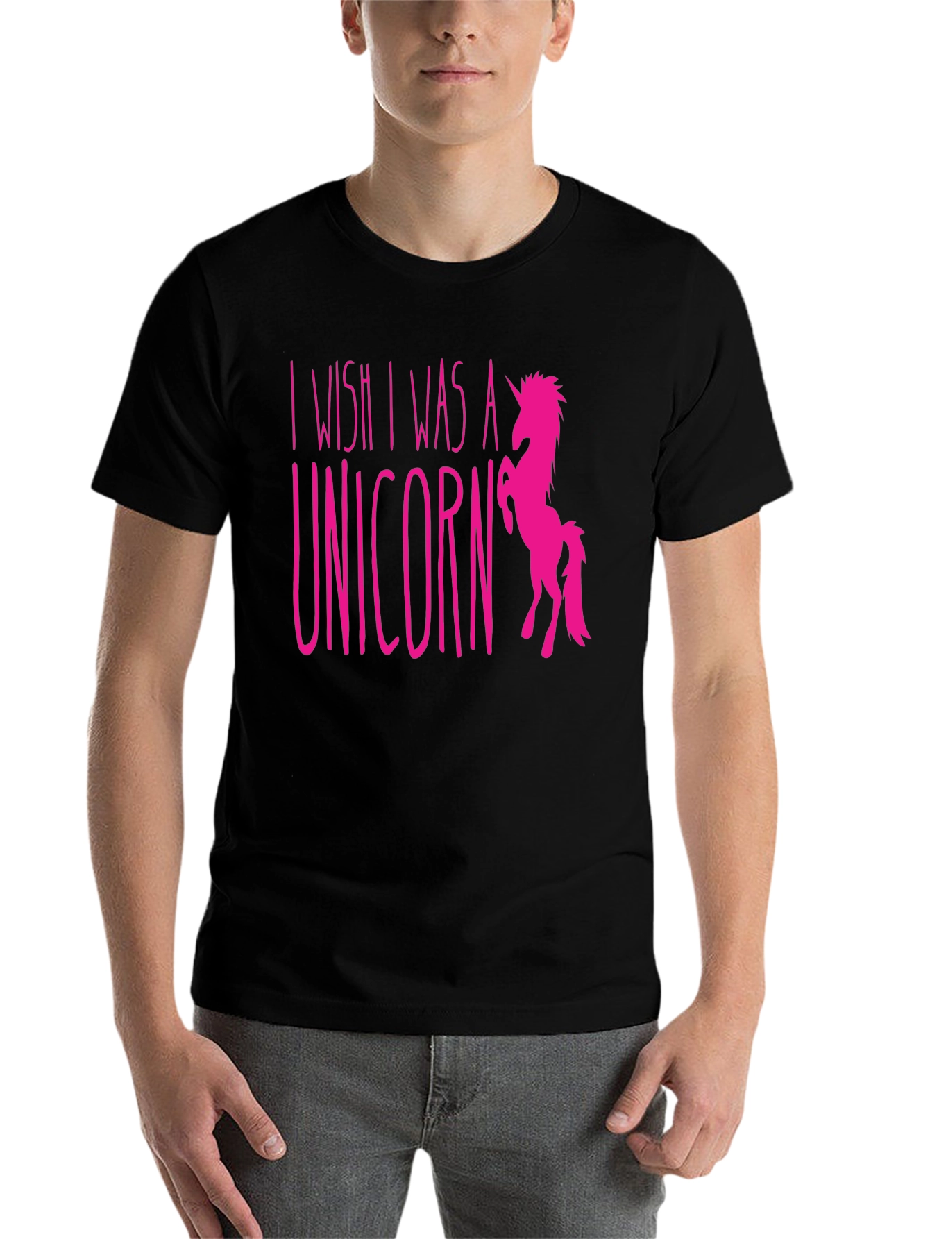 Black I Wish I Was a Unicorn Graphic T-Shirt view 7