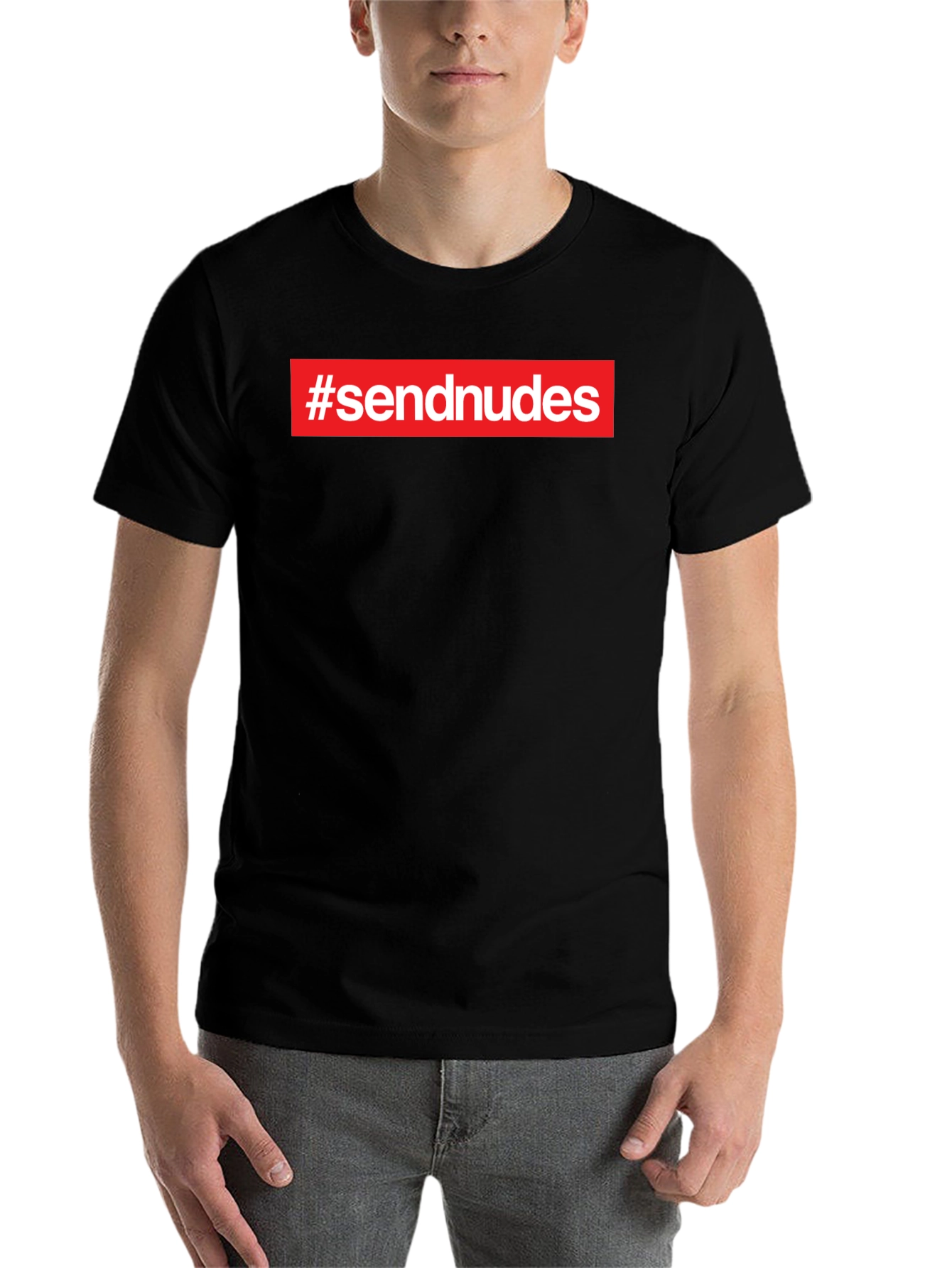 Black #sendnudes Graphic Tee - Bold Statement Shirt view 7