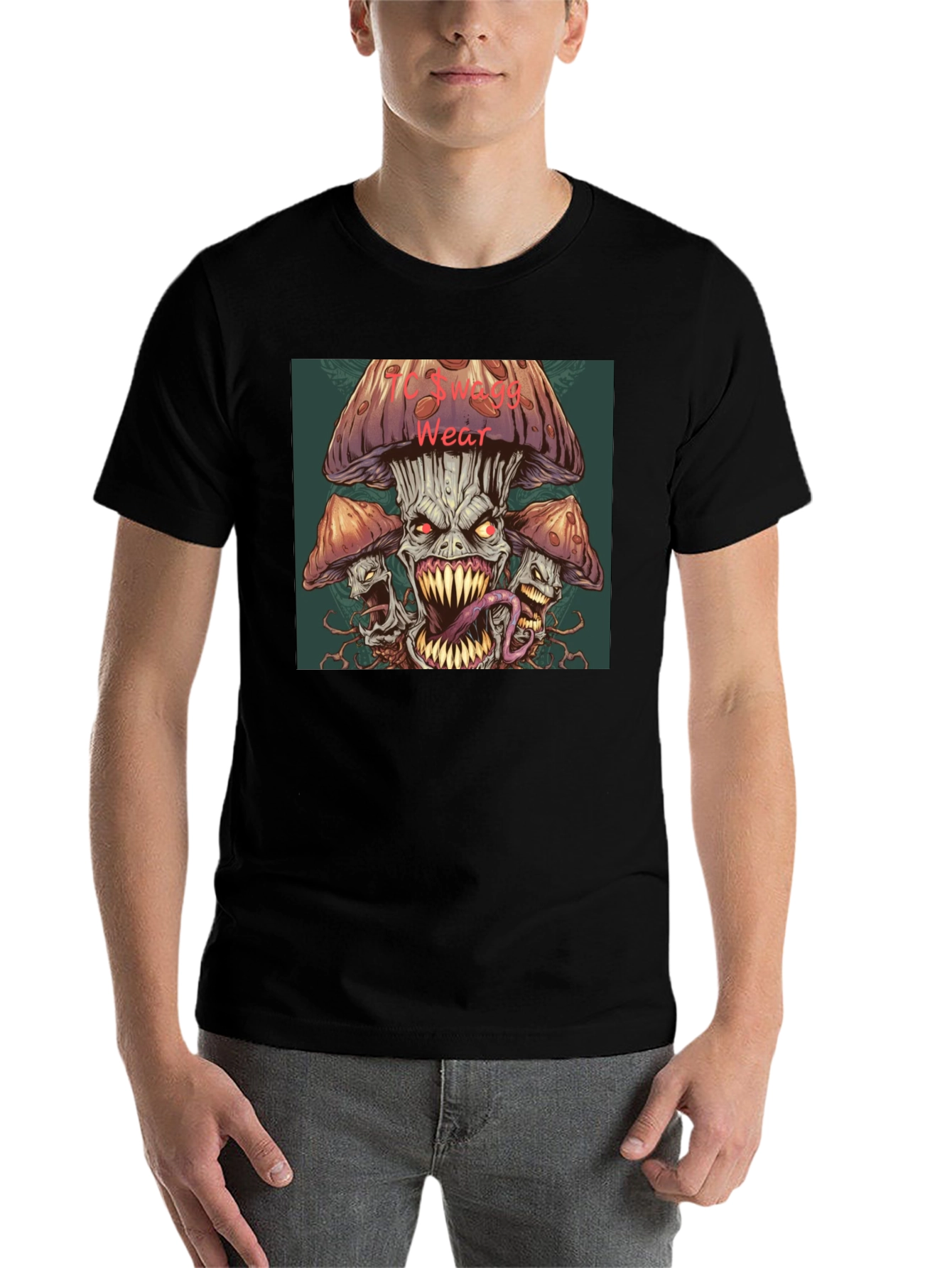 Black Monster Mushroom Graphic Tee view 7