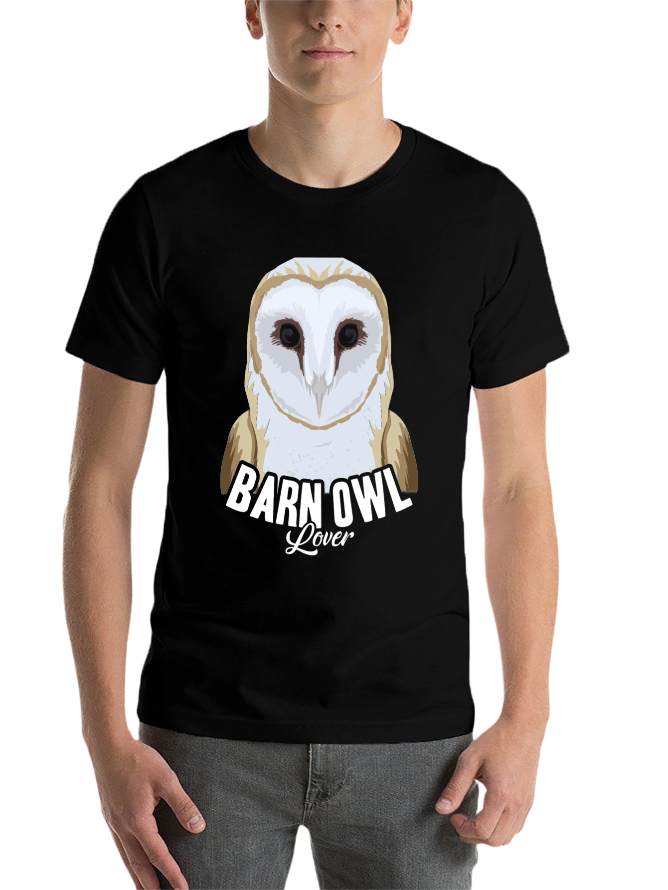 Black Barn Owl Lover Graphic T-Shirt | Wildlife Tee view 7