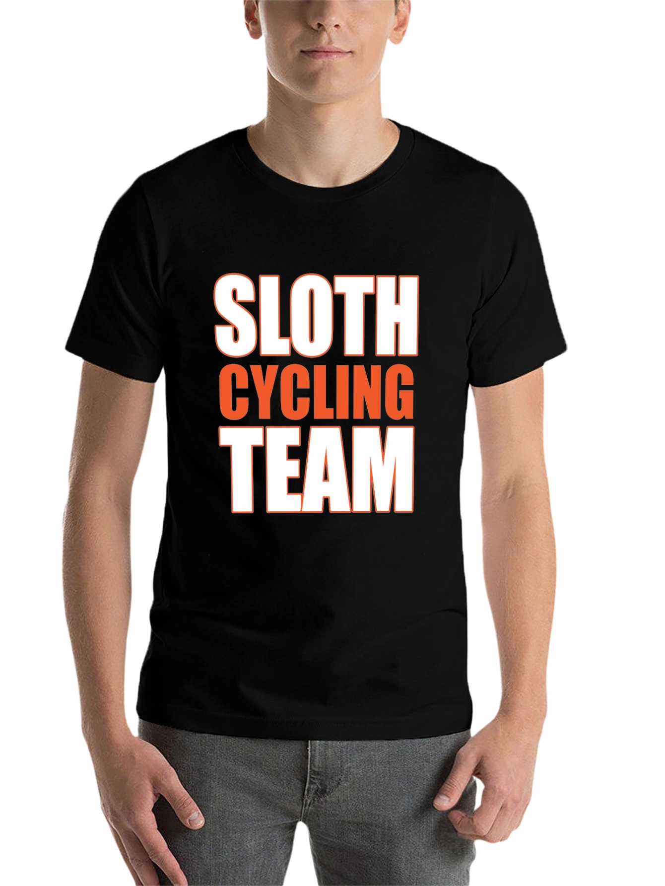 Black Sloth Cycling Team Funny Graphic T-Shirt view 7