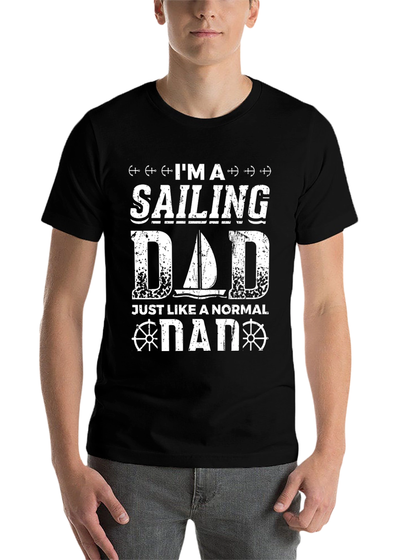 Black Sailing Dad T-Shirt - Novelty Graphic Tee view 7