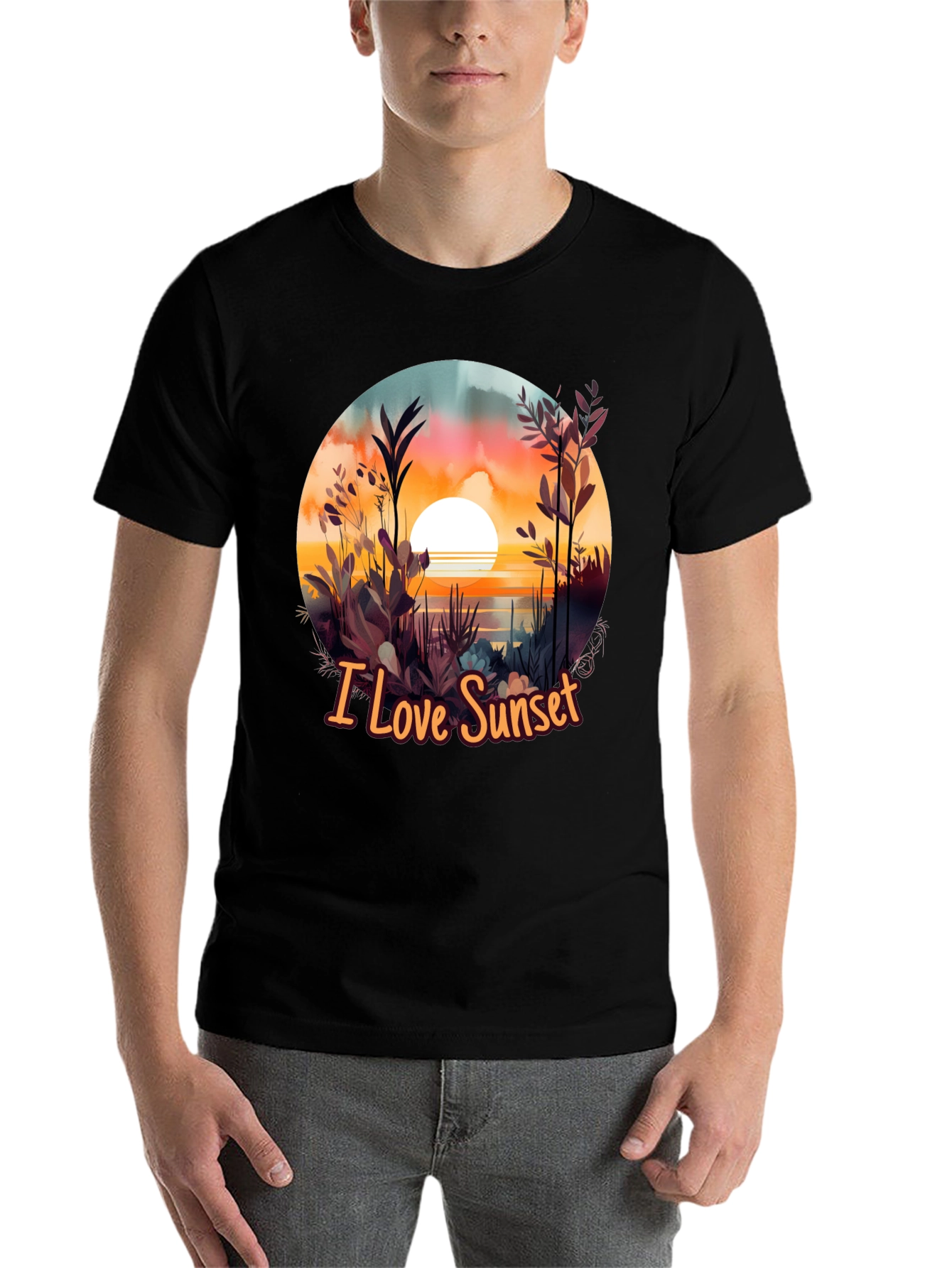 Black I Love Sunset Graphic Tee - Black view 7