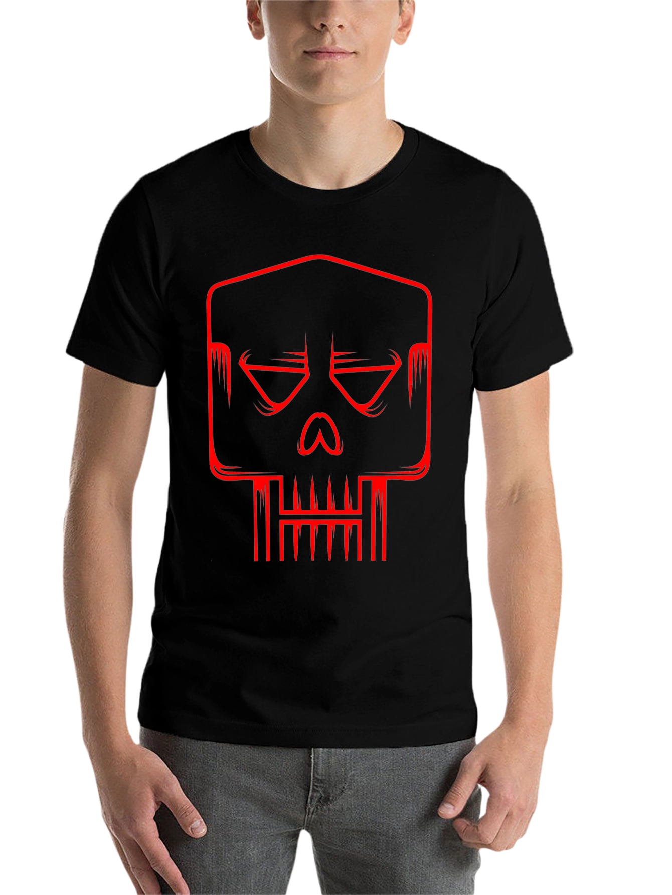 Black Red Skull Graphic Black T-Shirt view 7