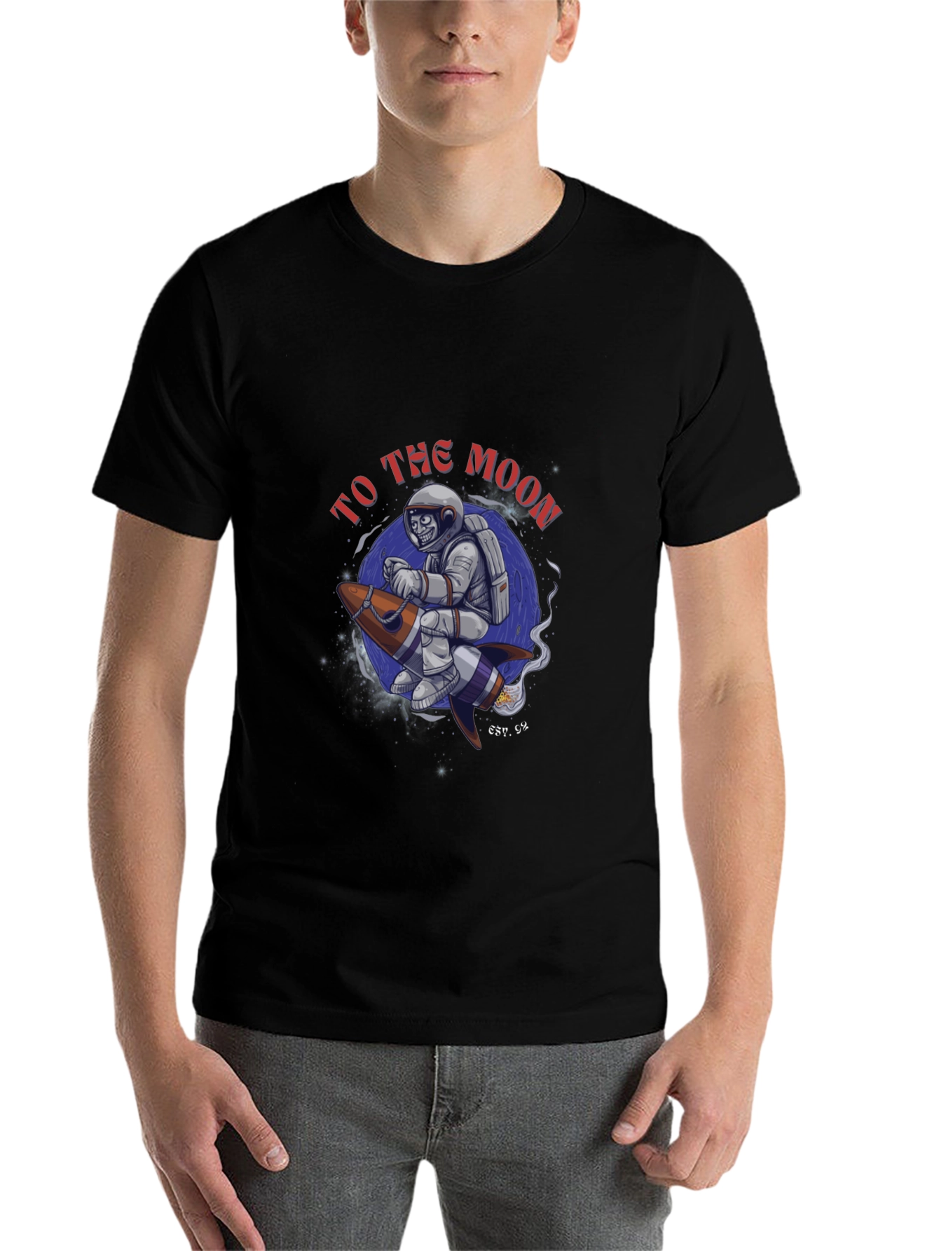 Black To the Moon Astronaut Black T-Shirt view 7