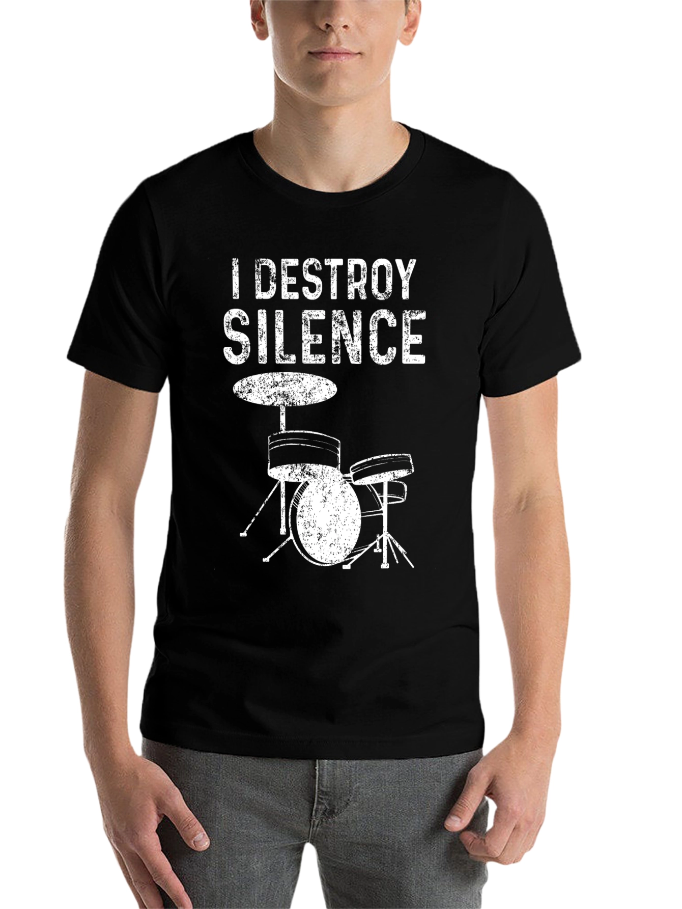 Black I Destroy Silence Drummer Graphic Tee - Black view 7