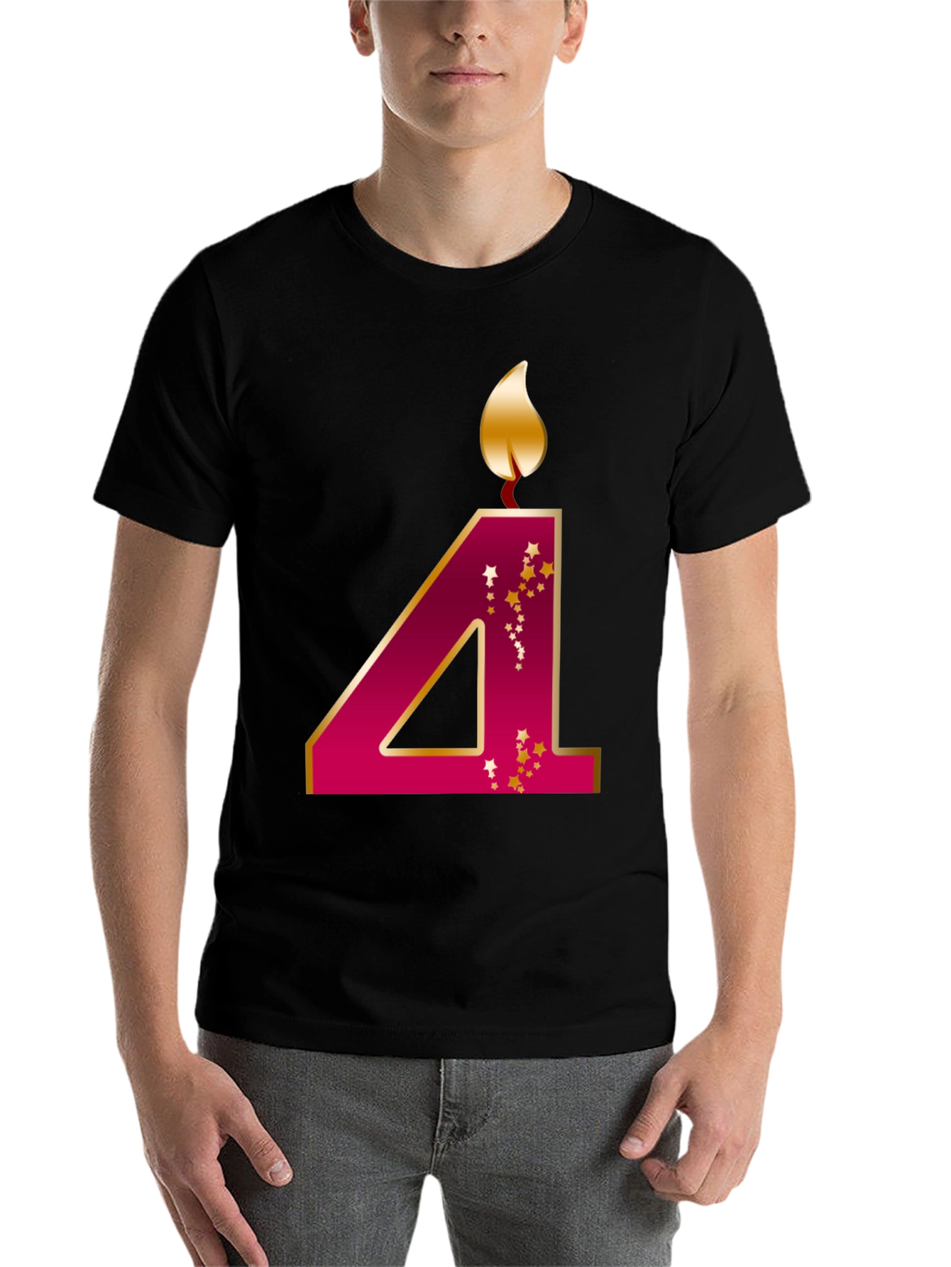 Birthday Number 4 Candle T-Shirt - 7