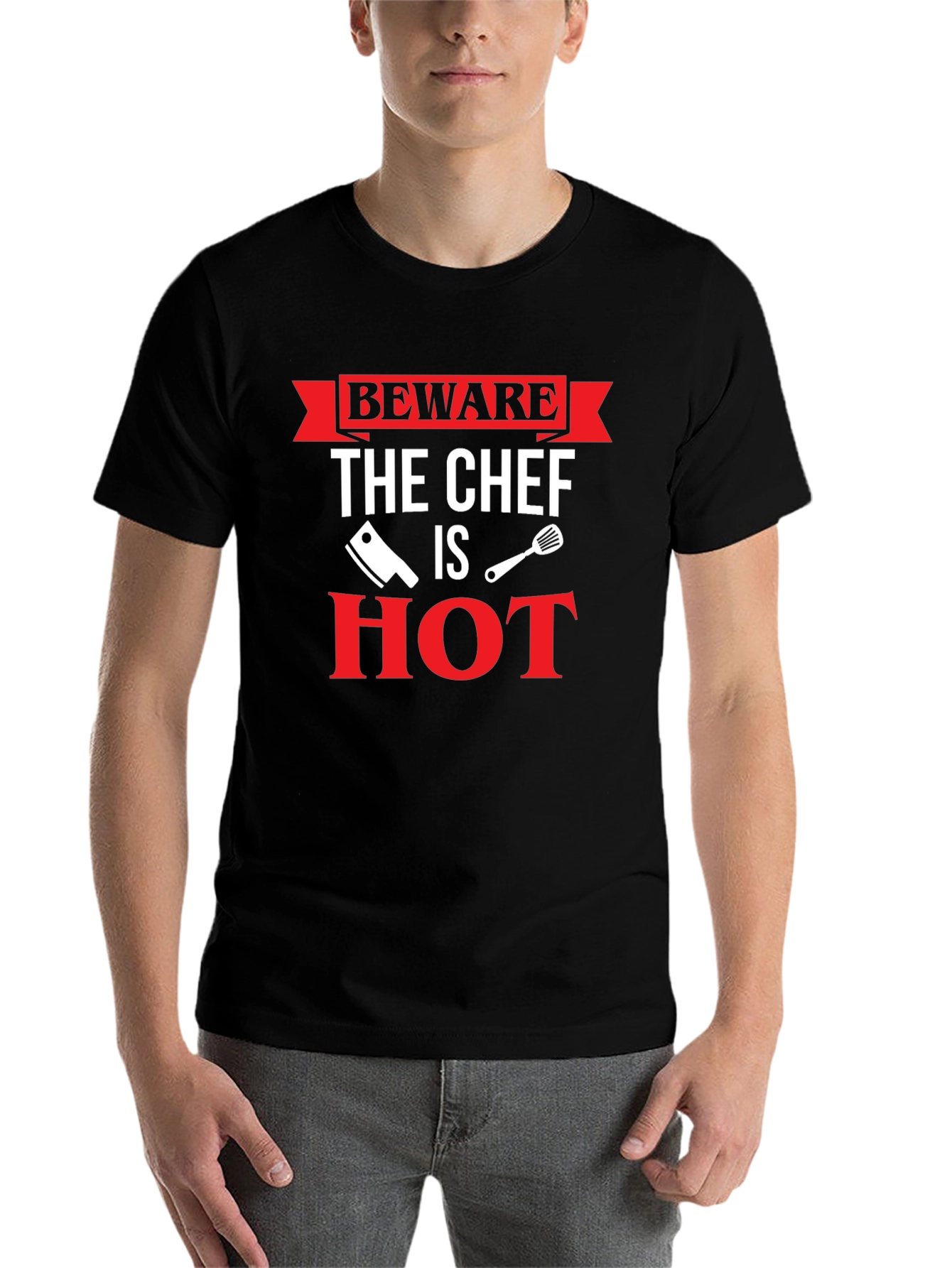 Black Beware The Chef Is Hot T-Shirt view 7