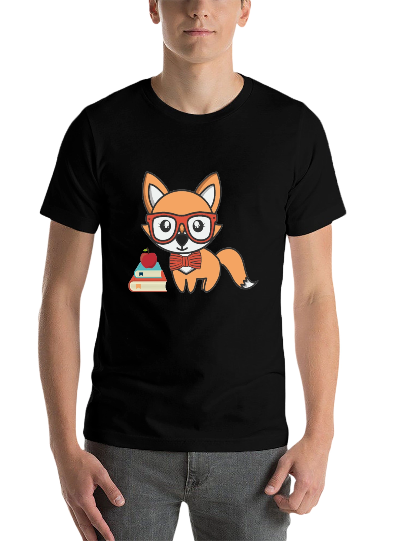 Black Smart Fox Teacher T-Shirt view 7