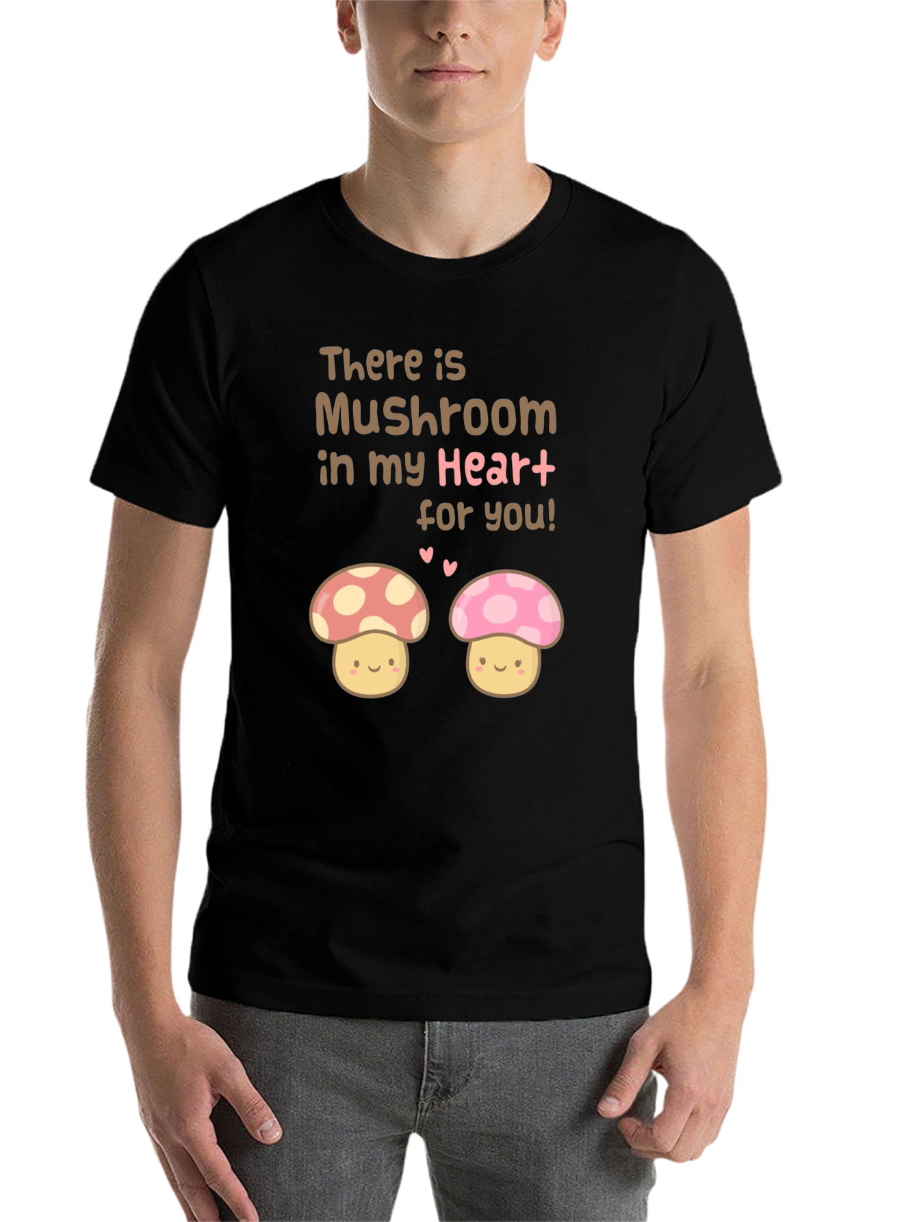 Black Mushroom Heart Graphic T-Shirt - Cute Kawaii Style view 7