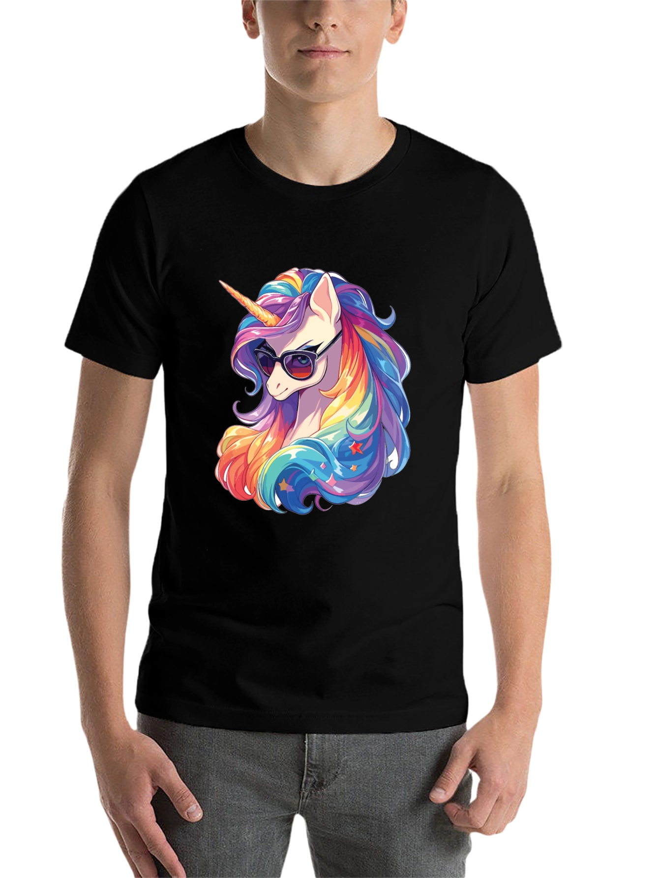 Cool Unicorn Graphic Tee - Rainbow Mane, Sunglasses - 7
