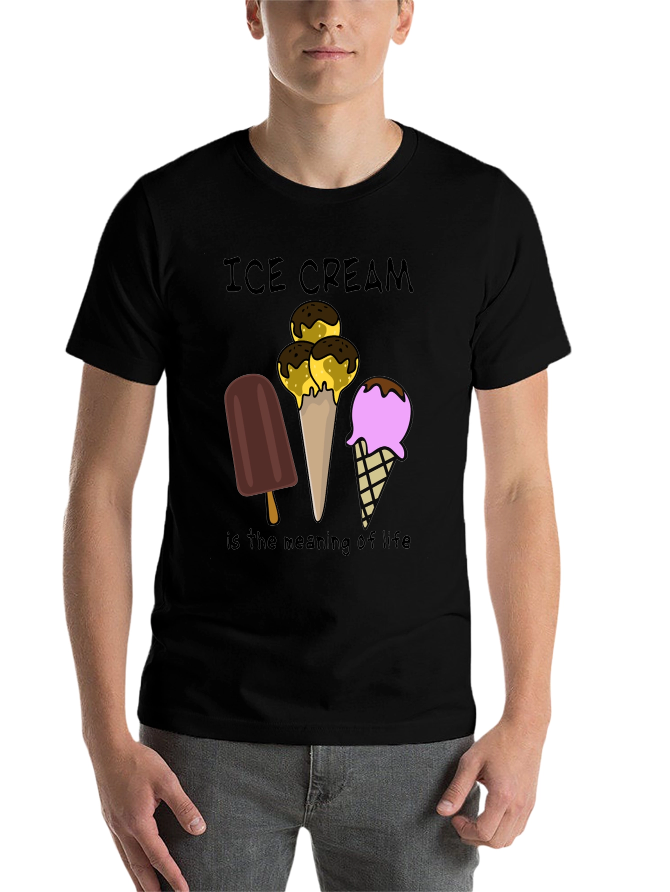 Black Ice Cream Meaning of Life T-Shirt view 7