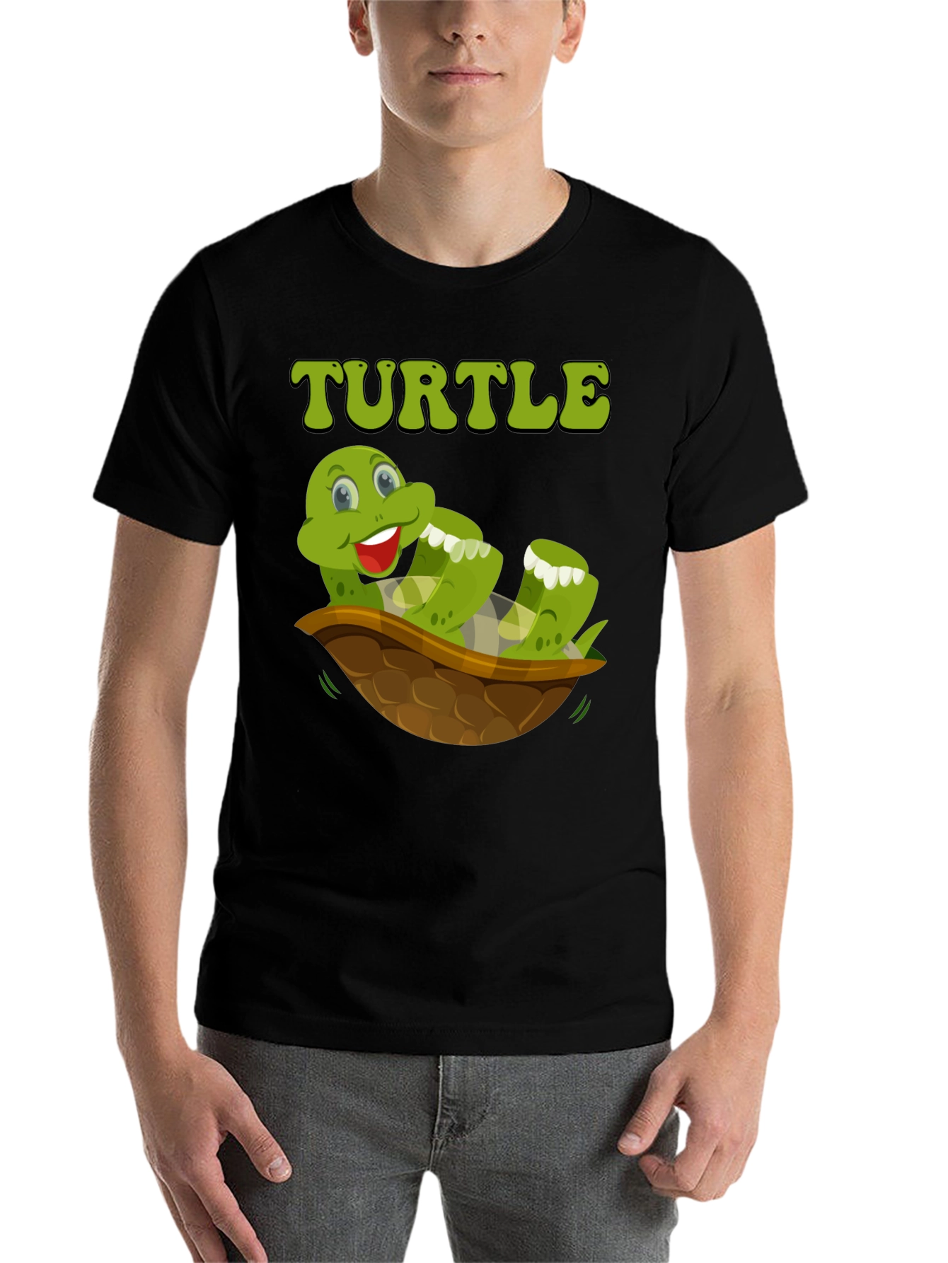 Black Funny Turtle T-Shirt - Cartoon Graphic Tee view 7