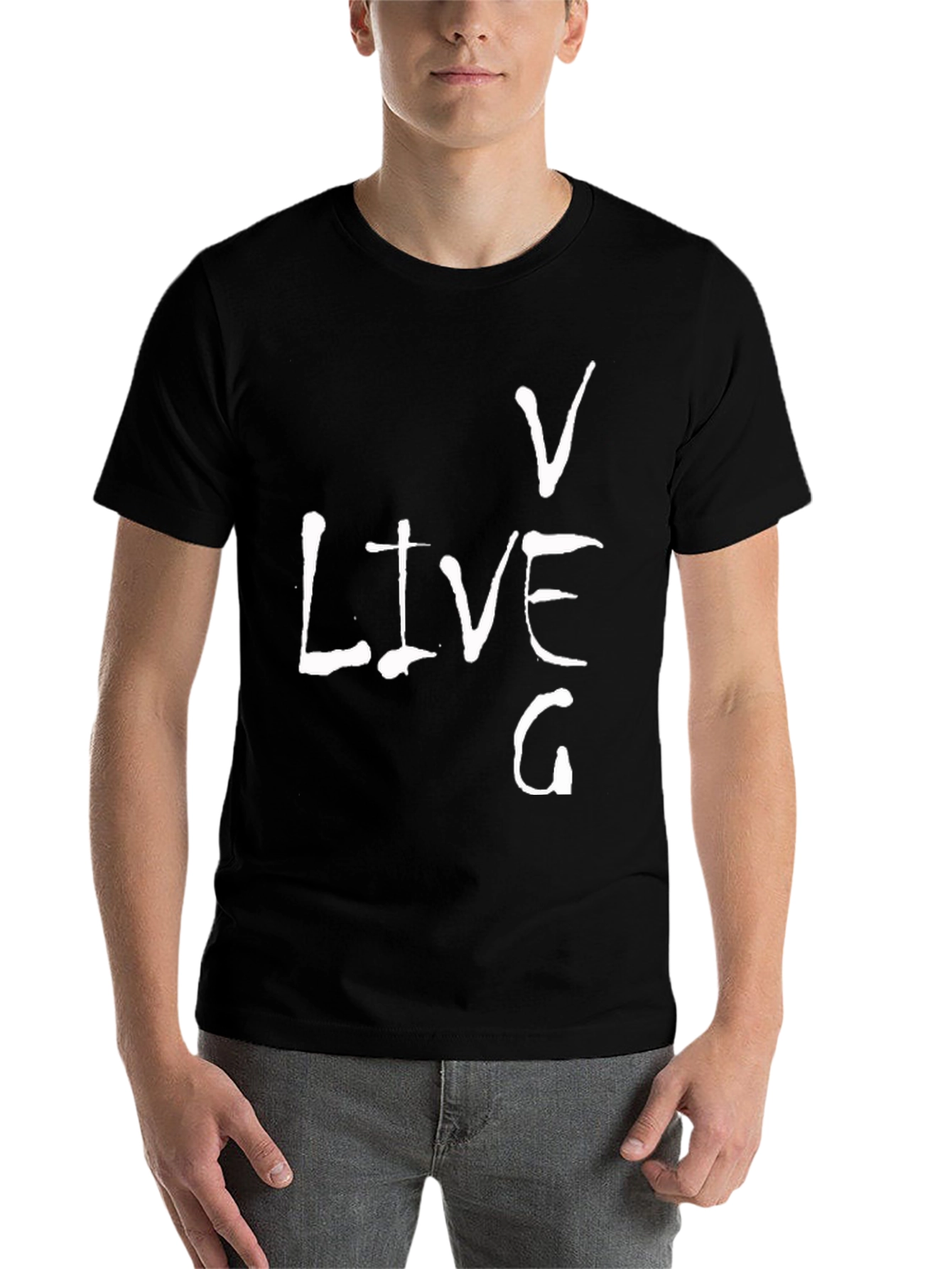 Black Live V G Men's Black Graphic T-Shirt view 7