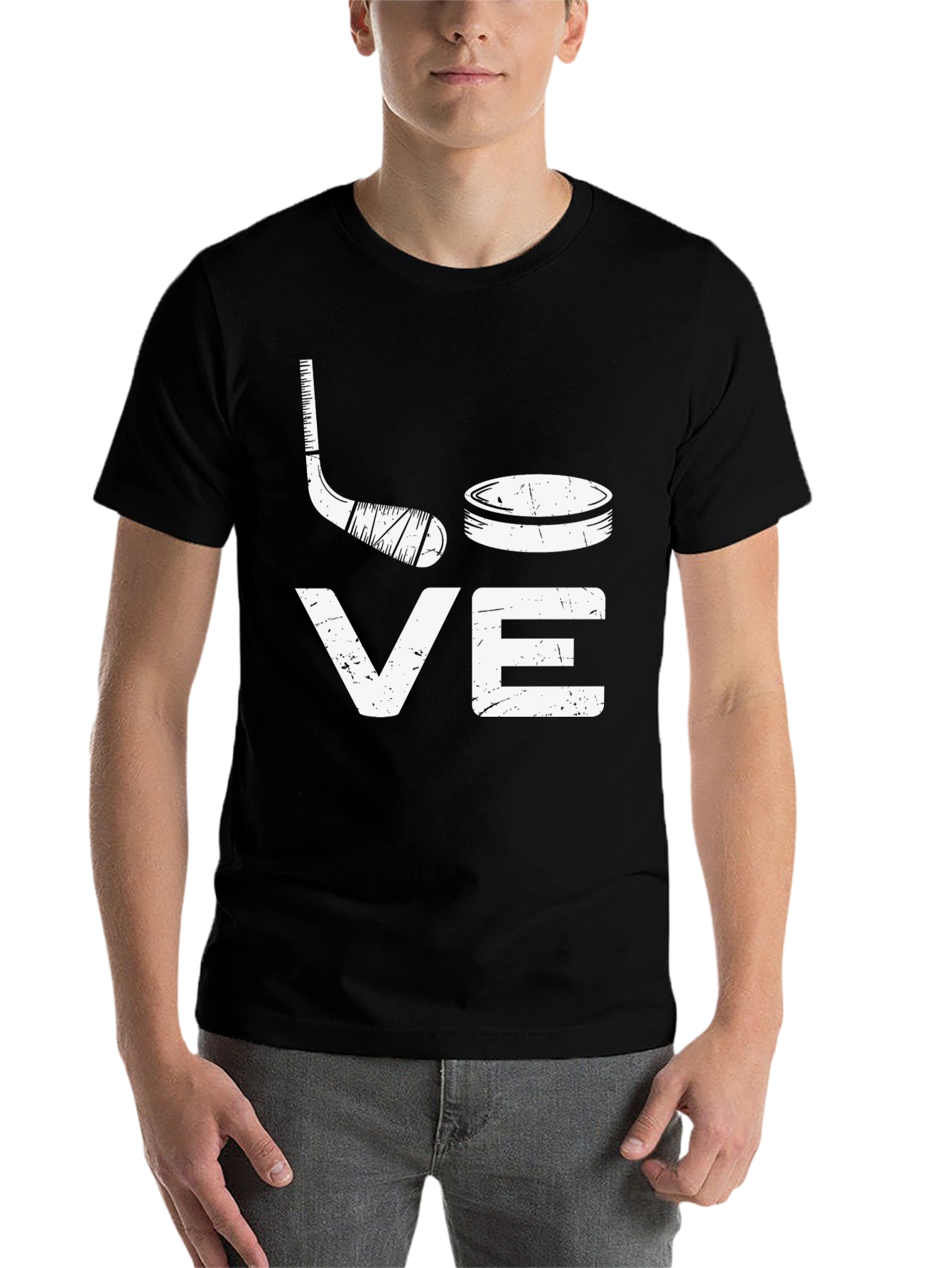 Black Hockey Love T-Shirt - Sporty Graphic Tee view 7