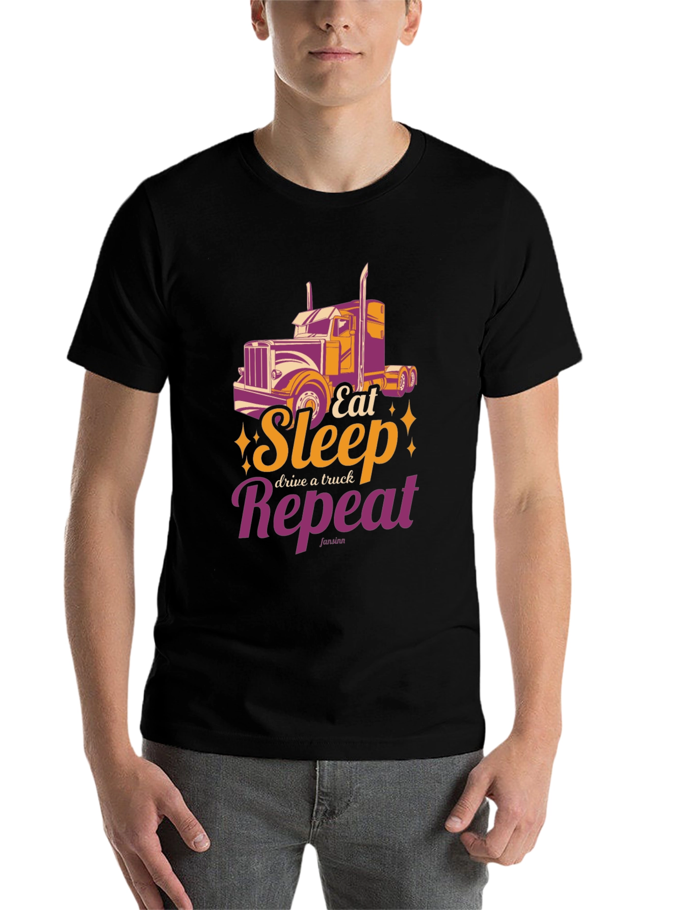 Black Trucker's T-Shirt: Eat Sleep Drive Repeat view 7