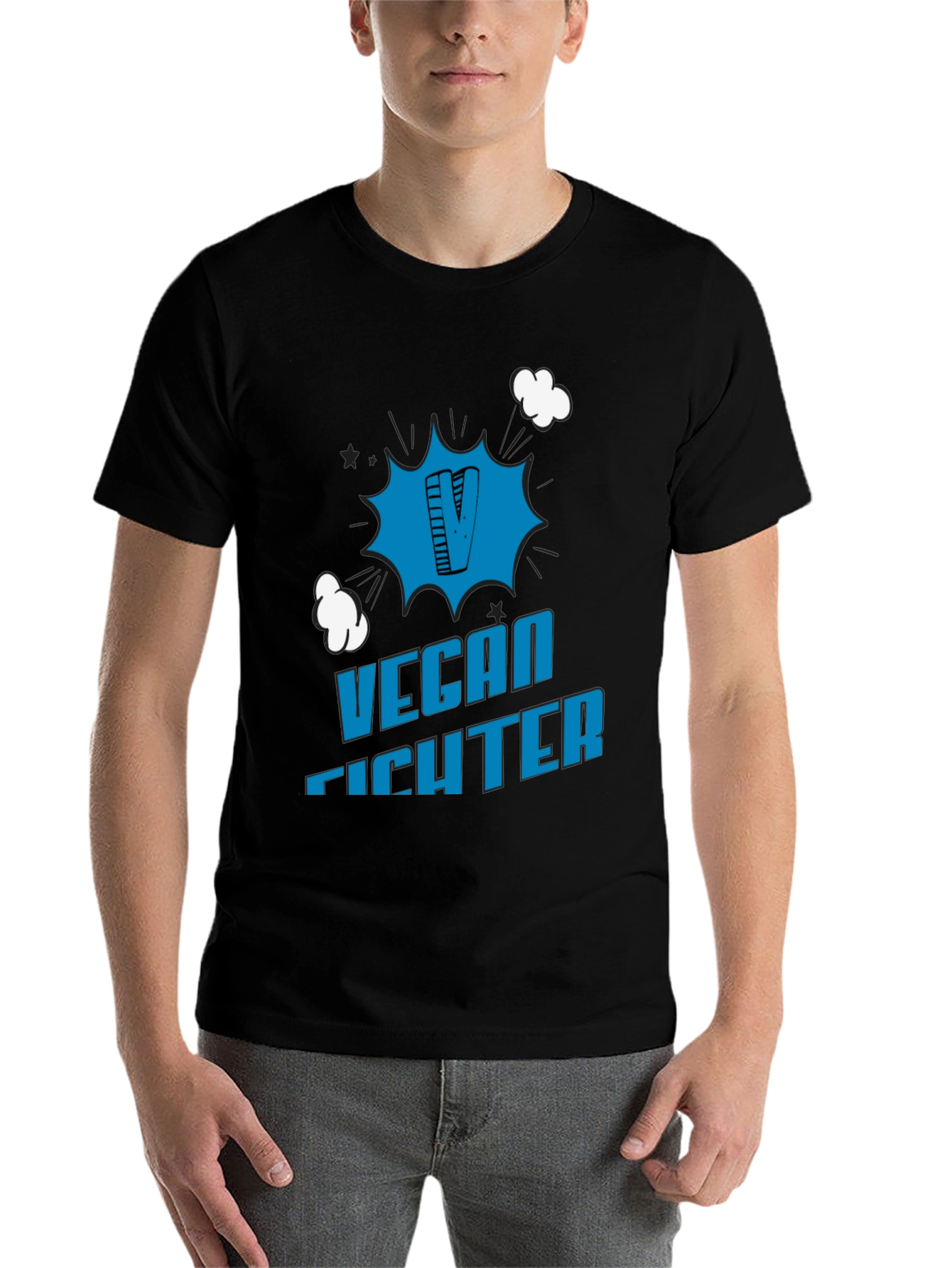Black Vegan Fighter Graphic Tee view 7
