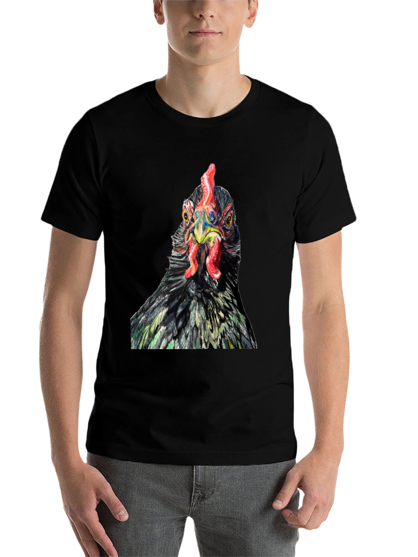 Black Chicken T-Shirt - Quirky Farm Animal Tee view 7