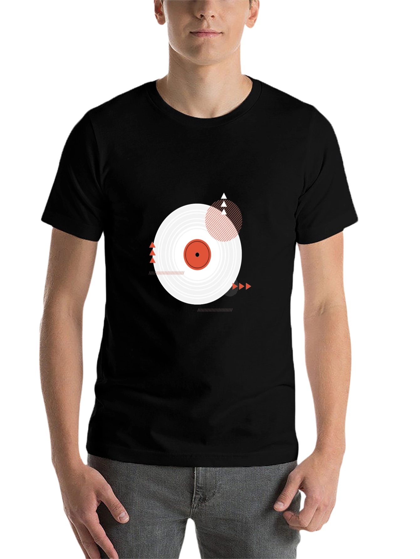 Black Vinyl Record Graphic Tee - Modern Black T-Shirt view 7