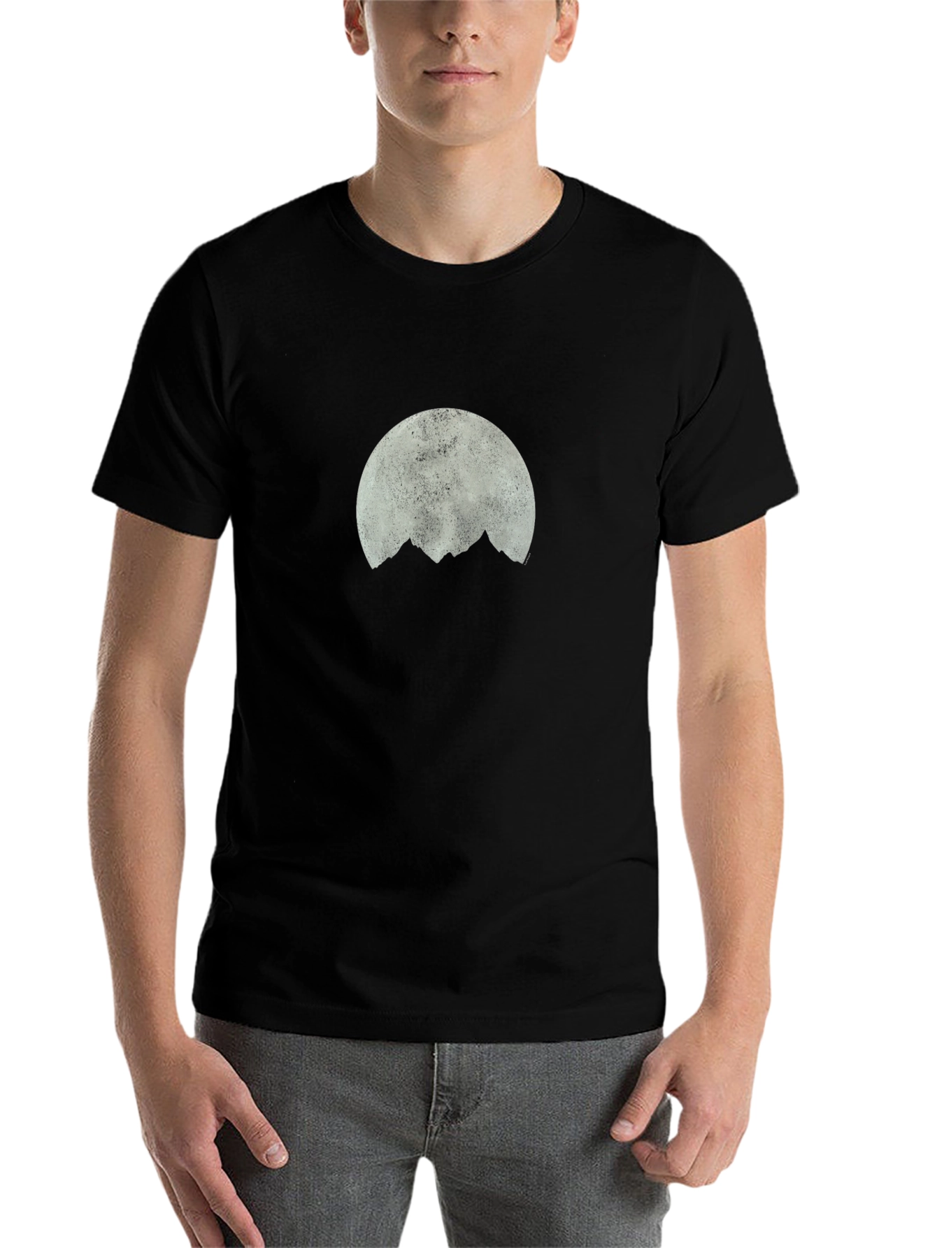 Black Moon Over Mountains Graphic Tee - Black Cotton view 7