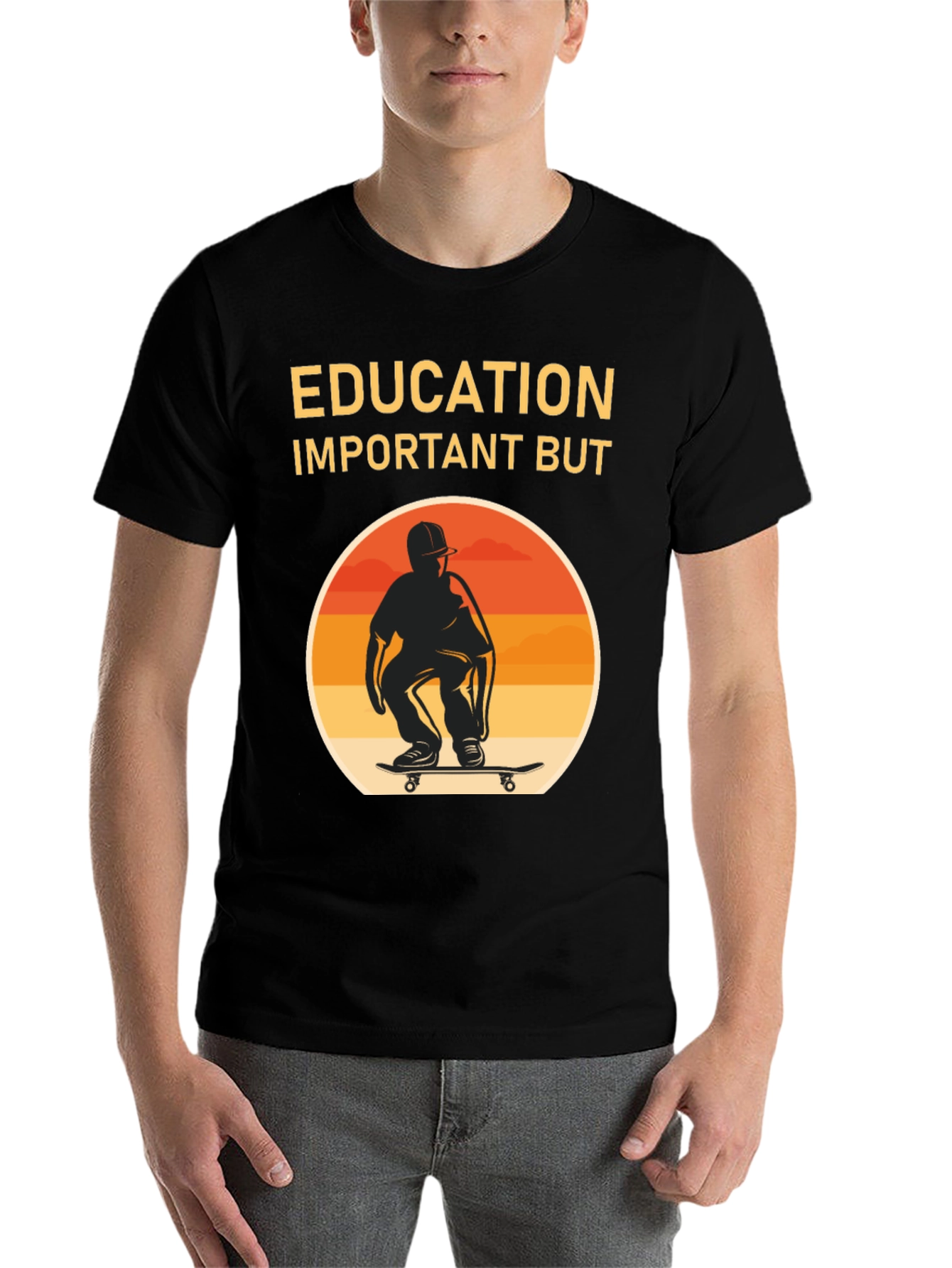 Black Education Important Skateboarder Graphic Tee view 7