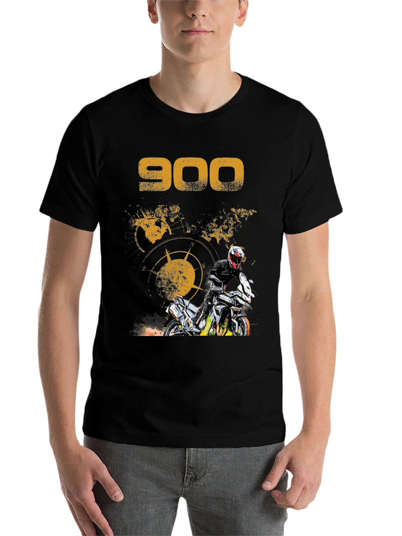 Black 900 Motorcycle Graphic T-Shirt view 7