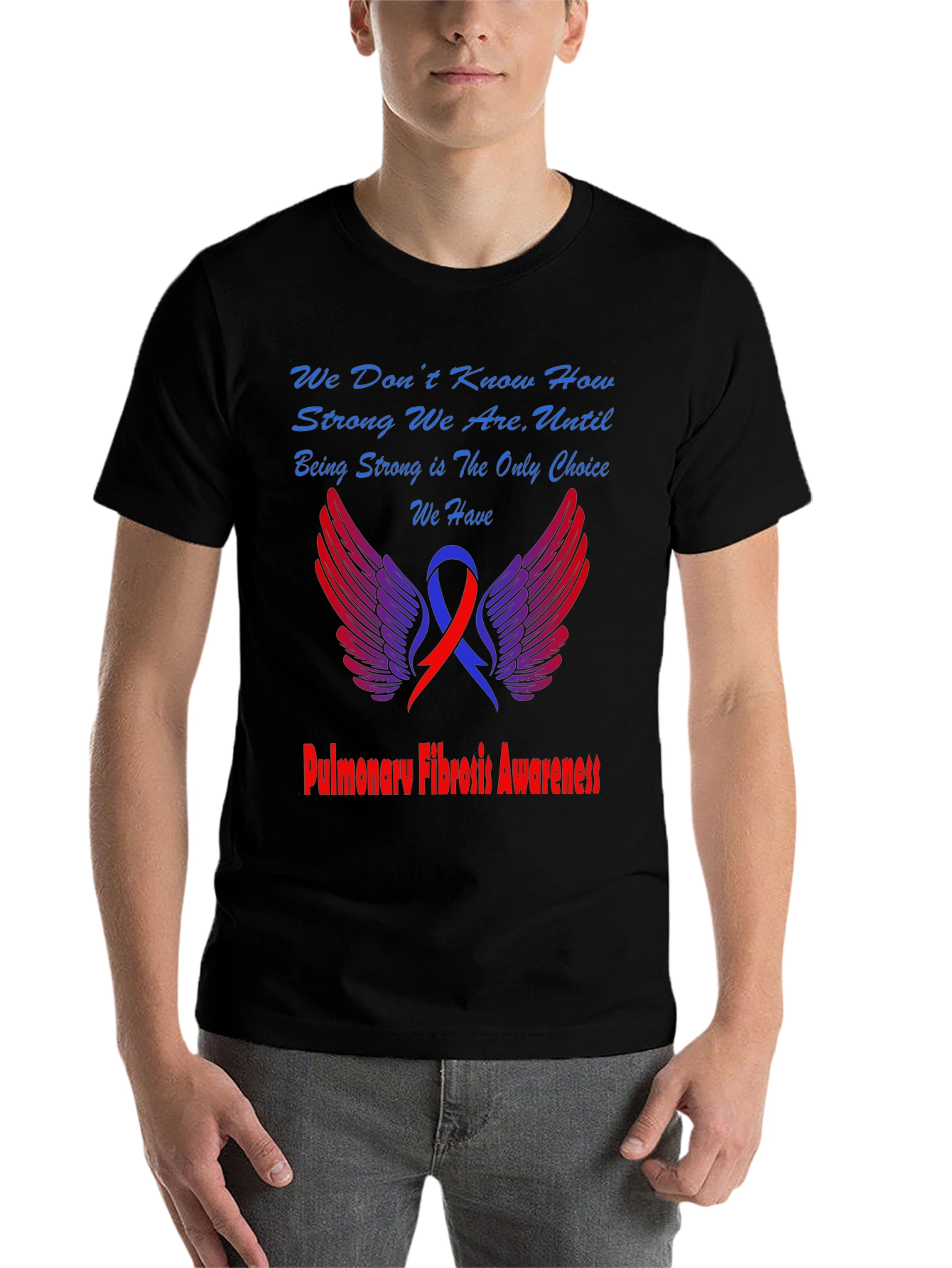 Black Pulmonary Fibrosis Awareness T-Shirt view 7