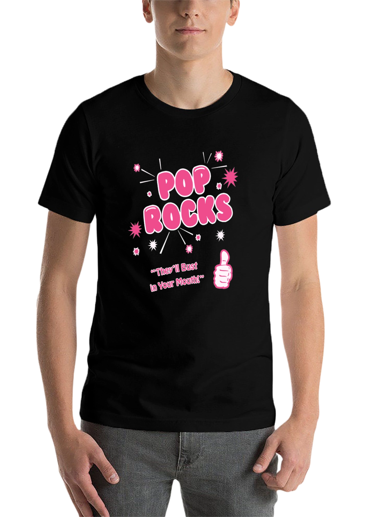 Black Pop Rocks Graphic Novelty T-Shirt view 7