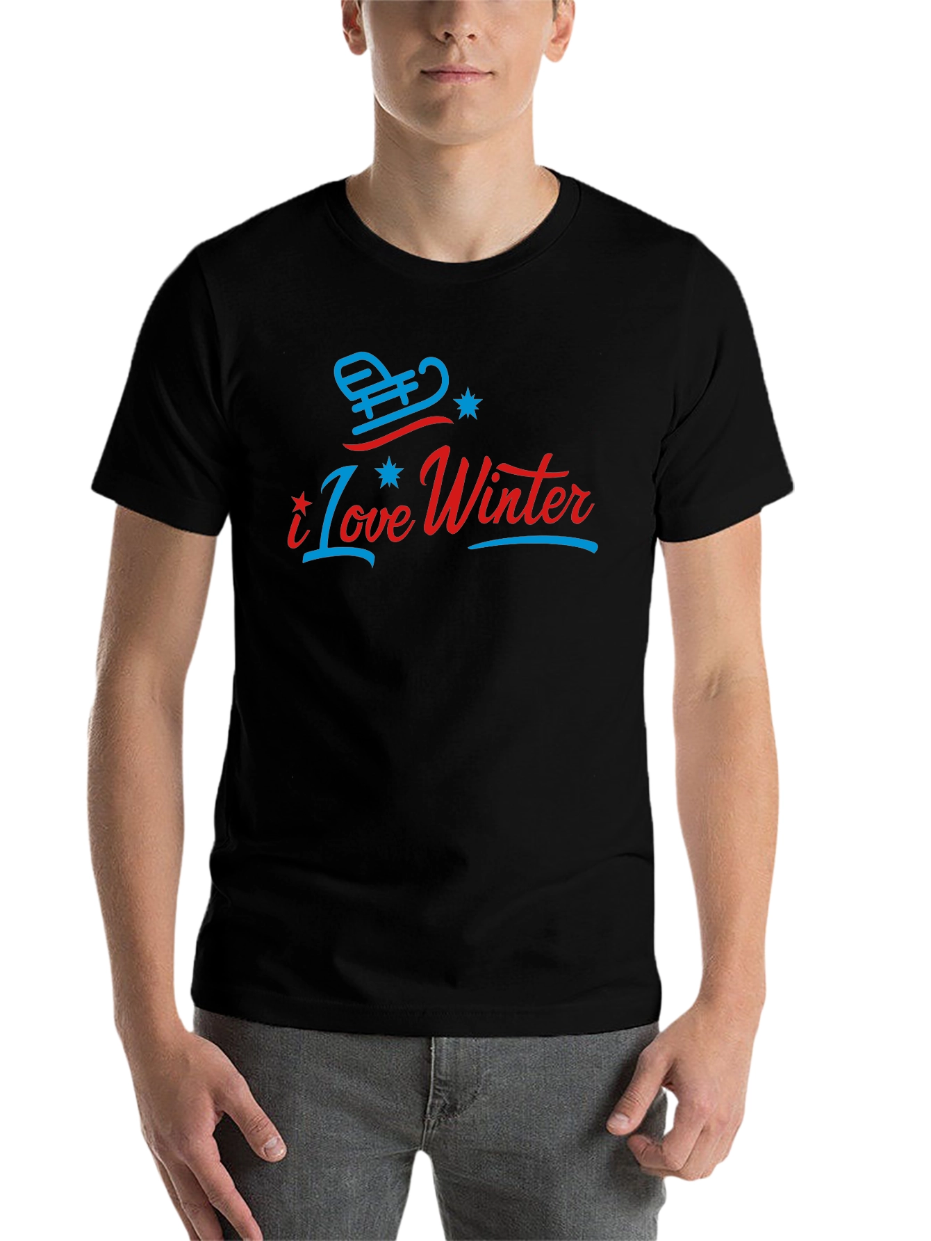 Black I Love Winter Graphic T-Shirt view 7