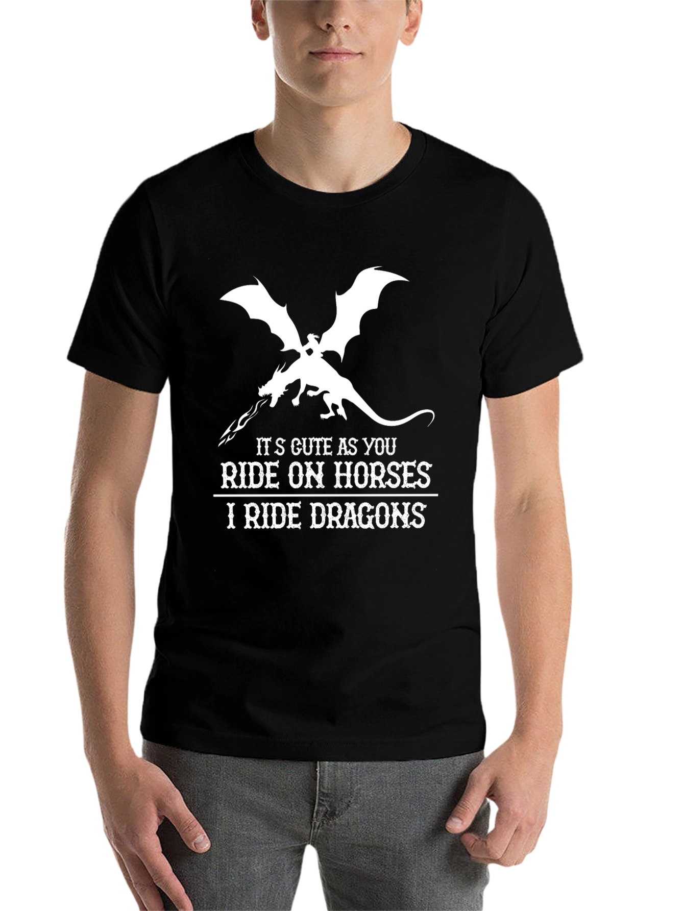 Black I Ride Dragons T-Shirt - Fantasy Graphic Tee view 7