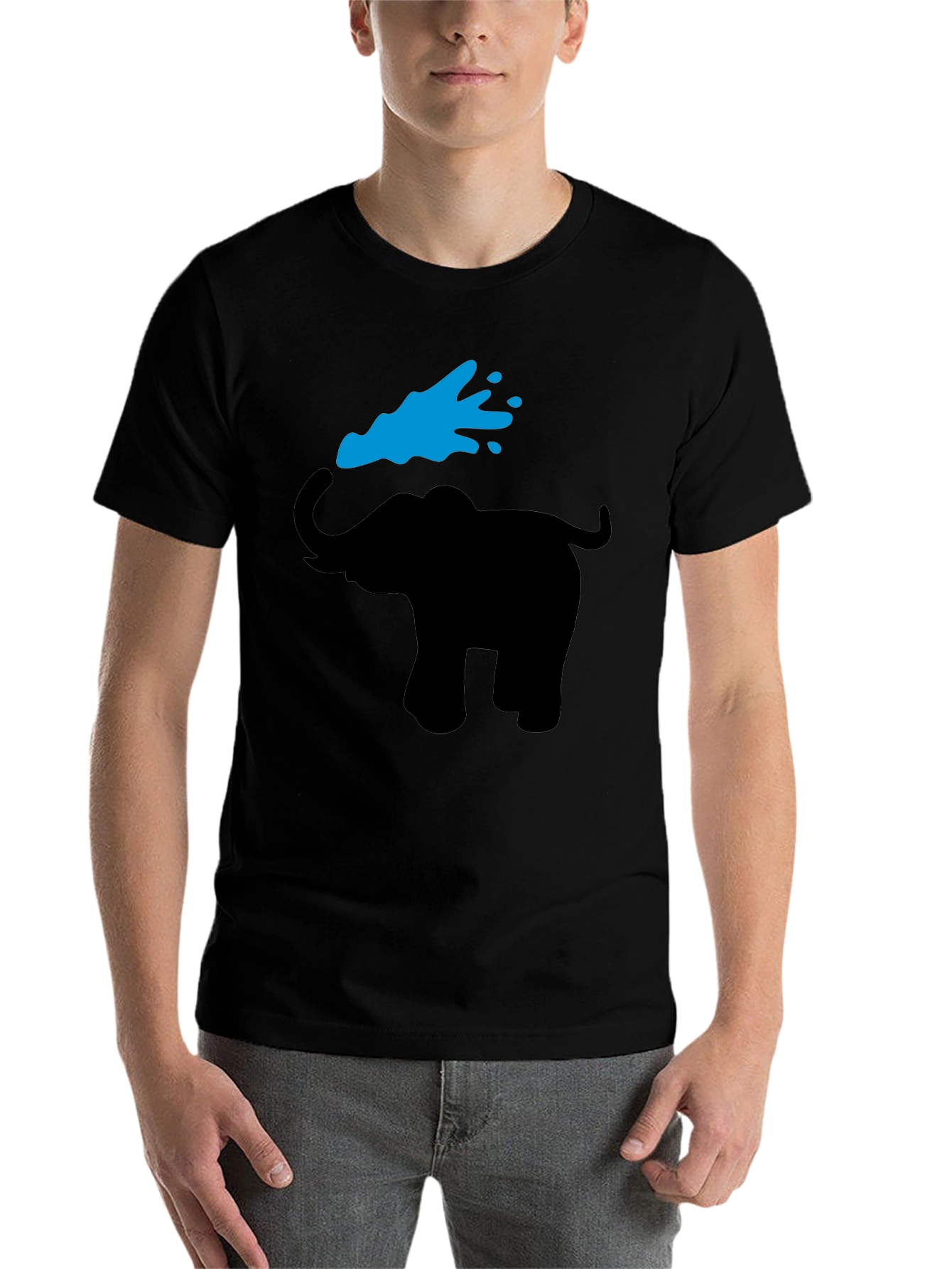 Black Elephant Graphic Tee - Black Cotton T-Shirt view 7